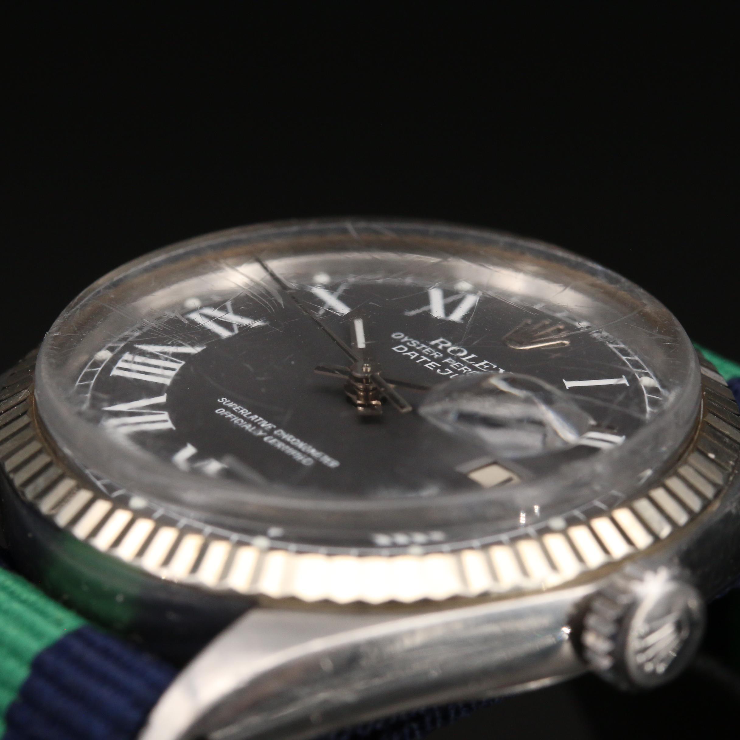 1968 Rolex Datejust 1601 18K White Gold and Stainless Steel Watch