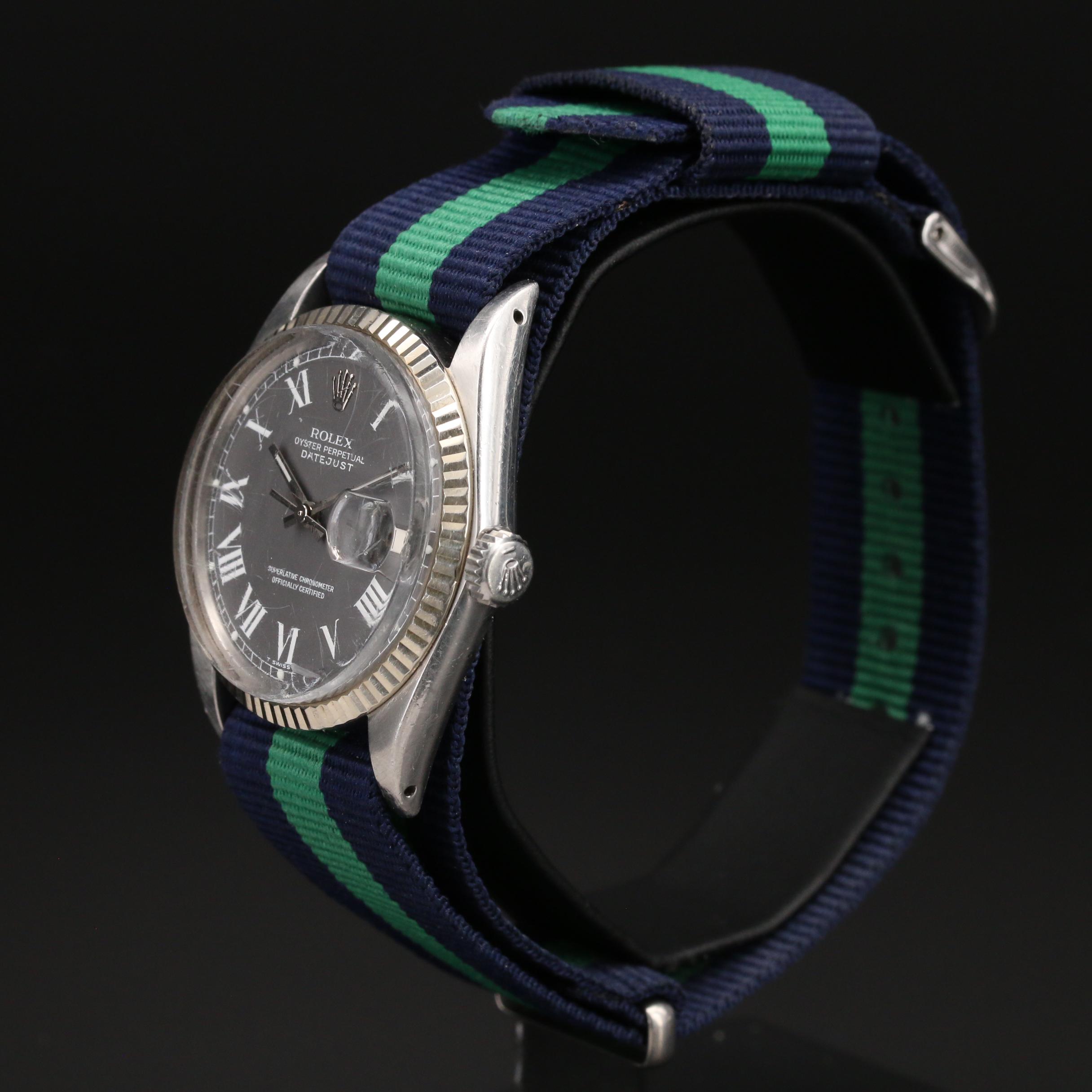 1968 Rolex Datejust 1601 18K White Gold and Stainless Steel Watch