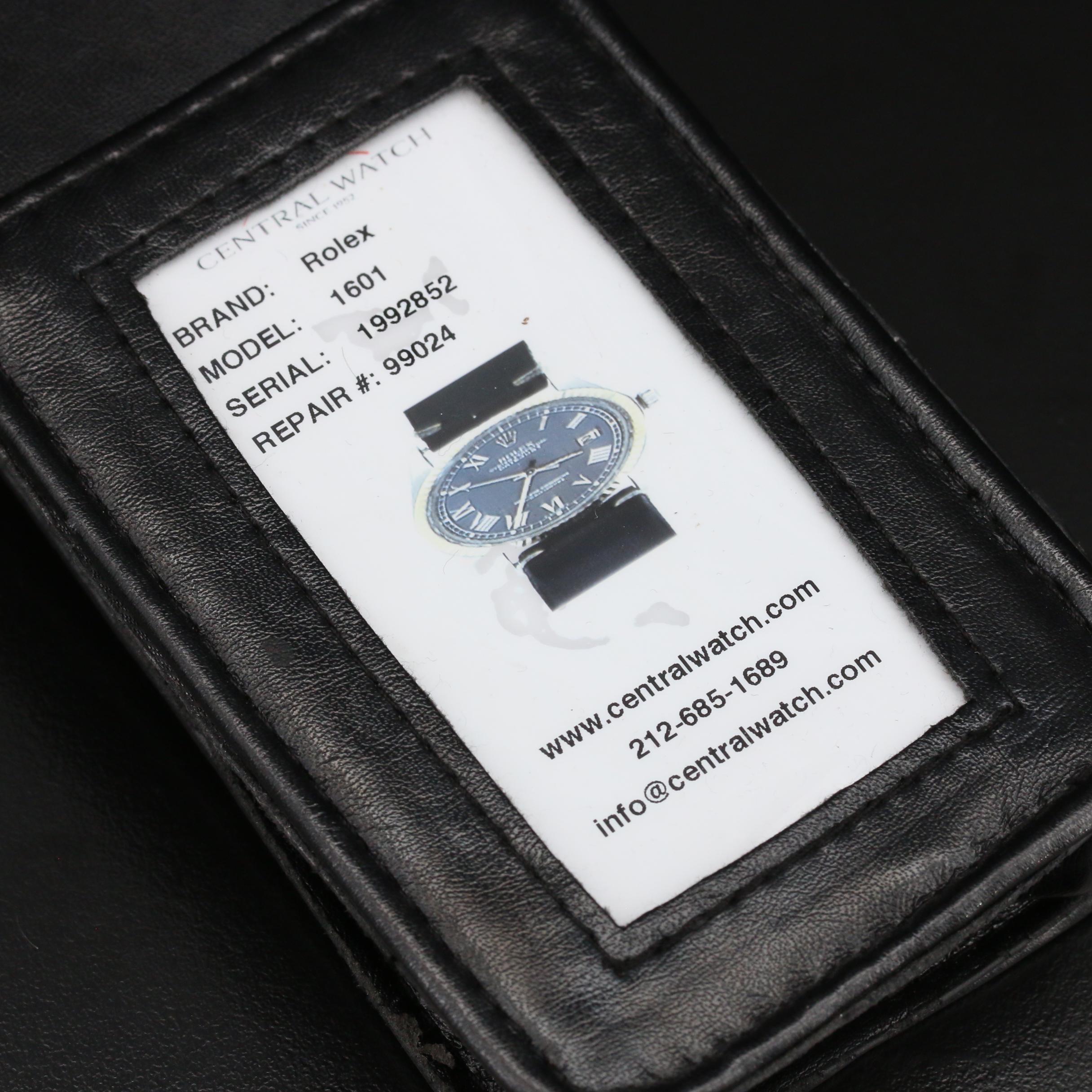 1968 Rolex Datejust 1601 18K White Gold and Stainless Steel Watch