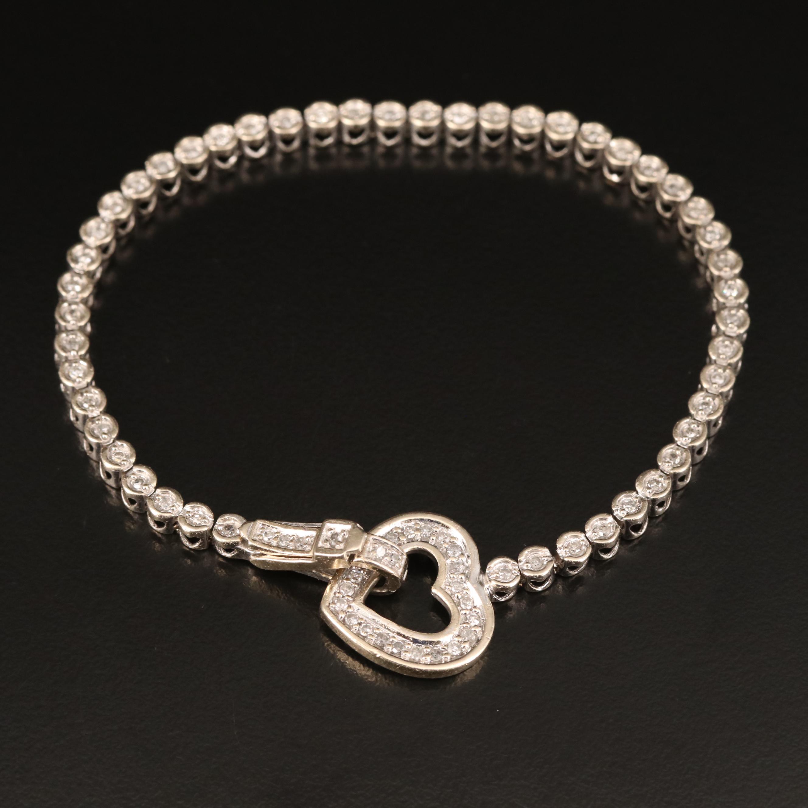 14K Diamond Heart Buckle Bracelet