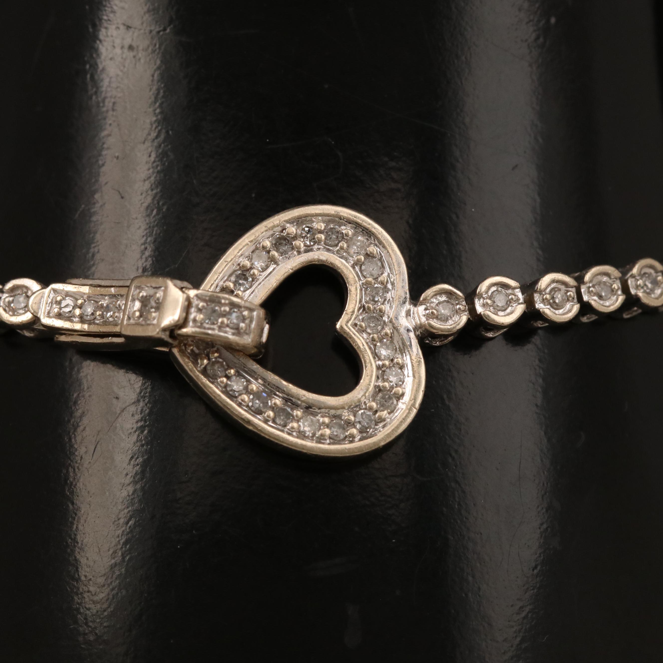 14K Diamond Heart Buckle Bracelet