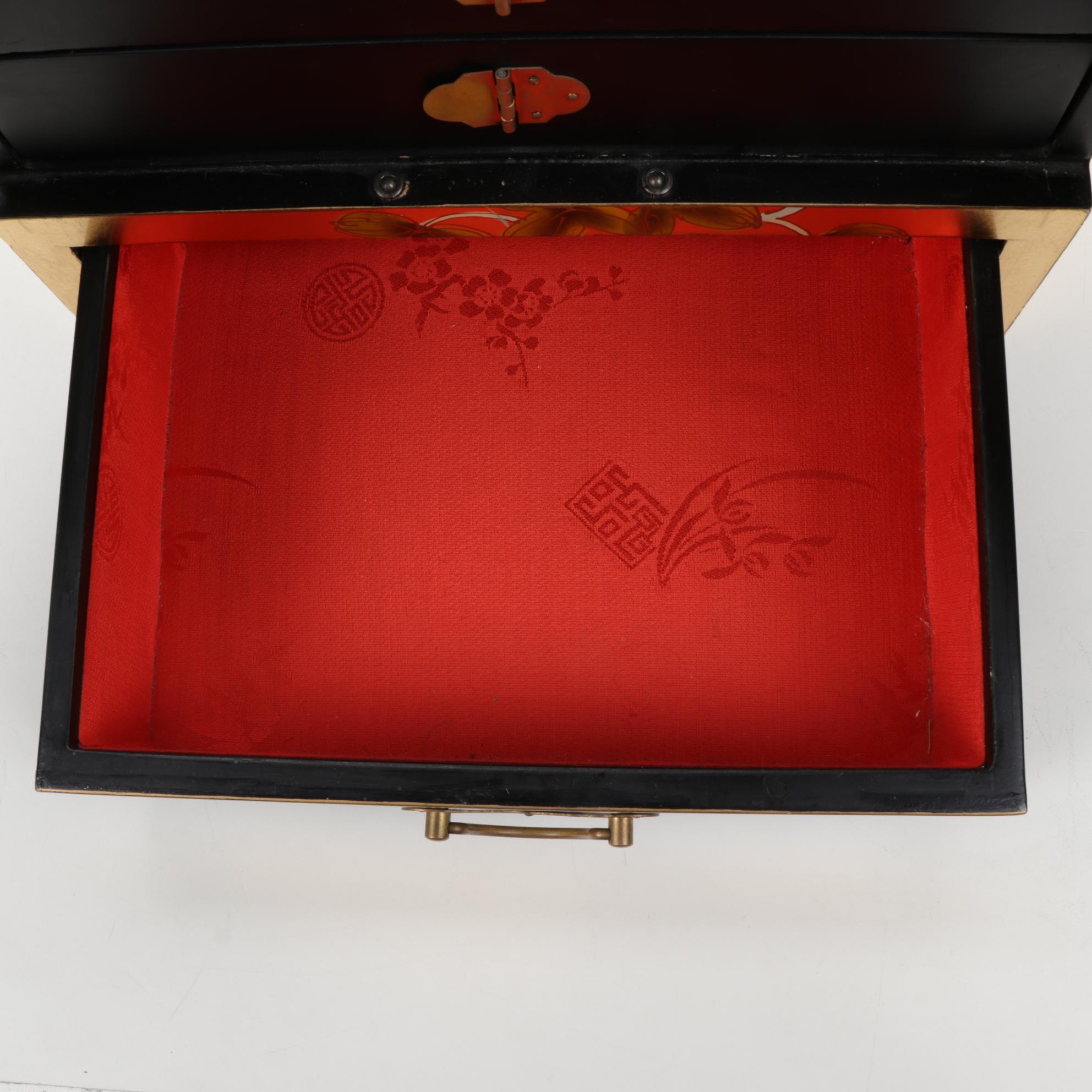 Chinese Hand-Paint on Gold Leaf Jewelry Box
