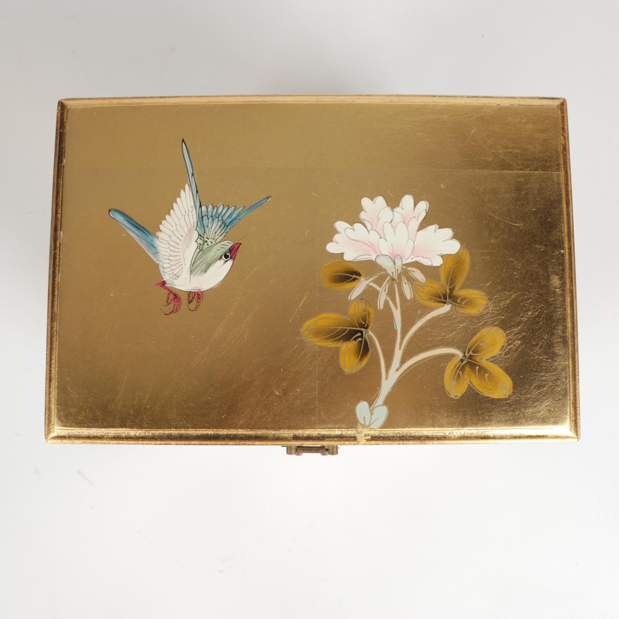Chinese Hand-Paint on Gold Leaf Jewelry Box