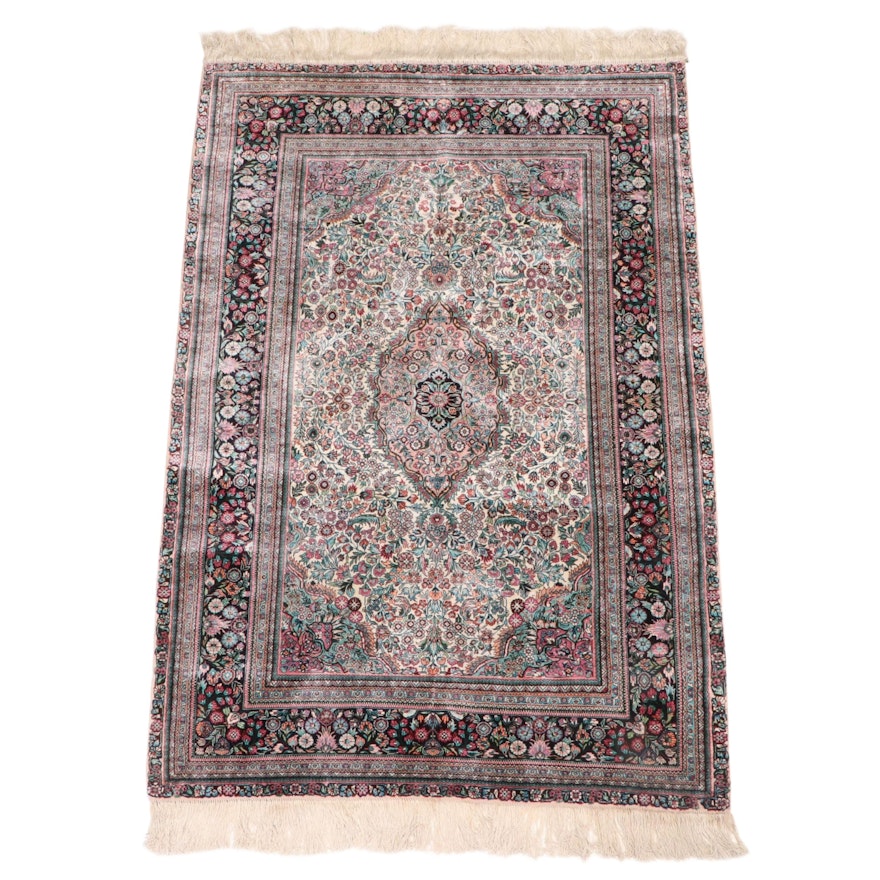 4'1 x 6'8 Hand-Knotted Royal Rug Co. Chinese Silk Floral Area Rug