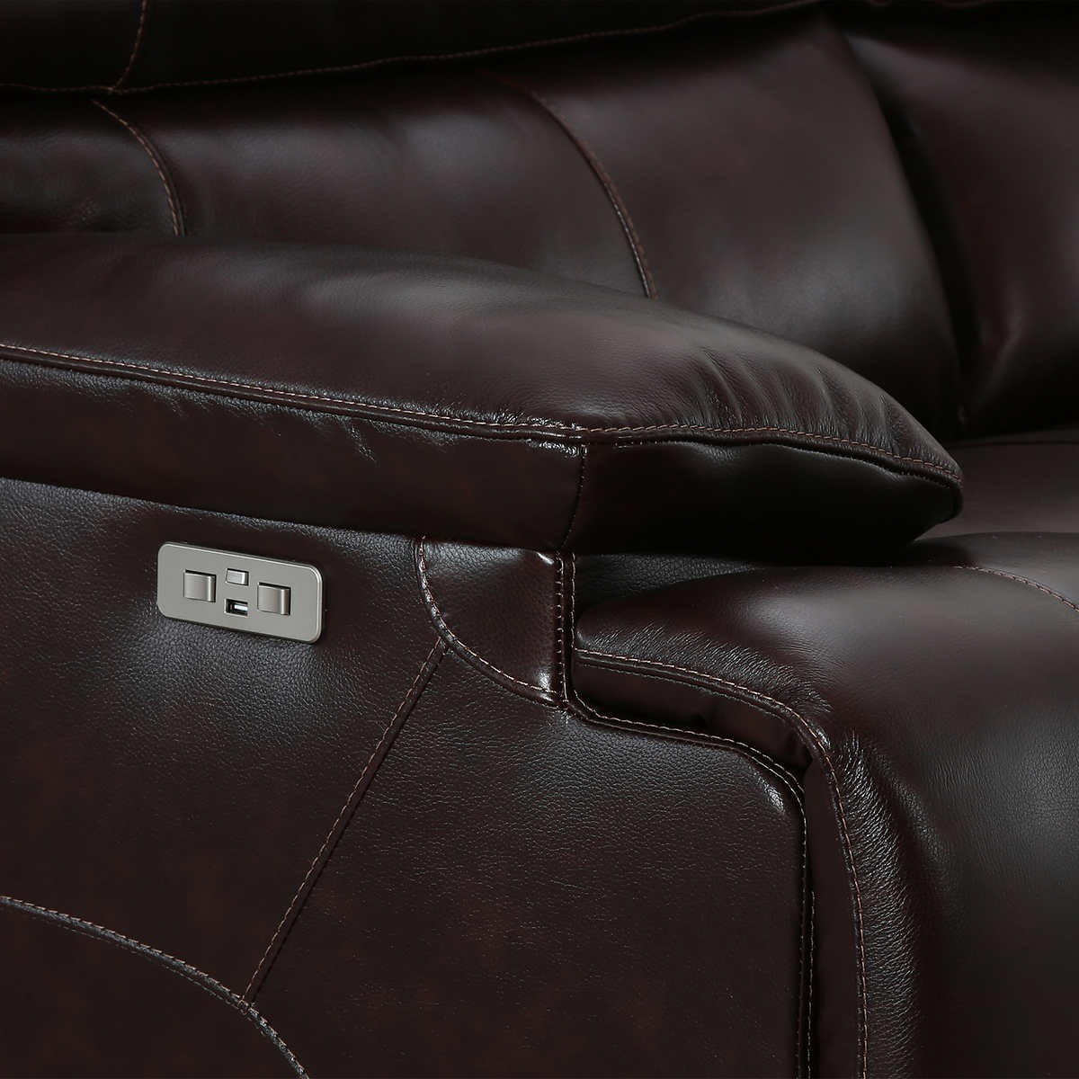 Simon Li "Aleena" Leather Power Reclining Sofa with Power Headrest