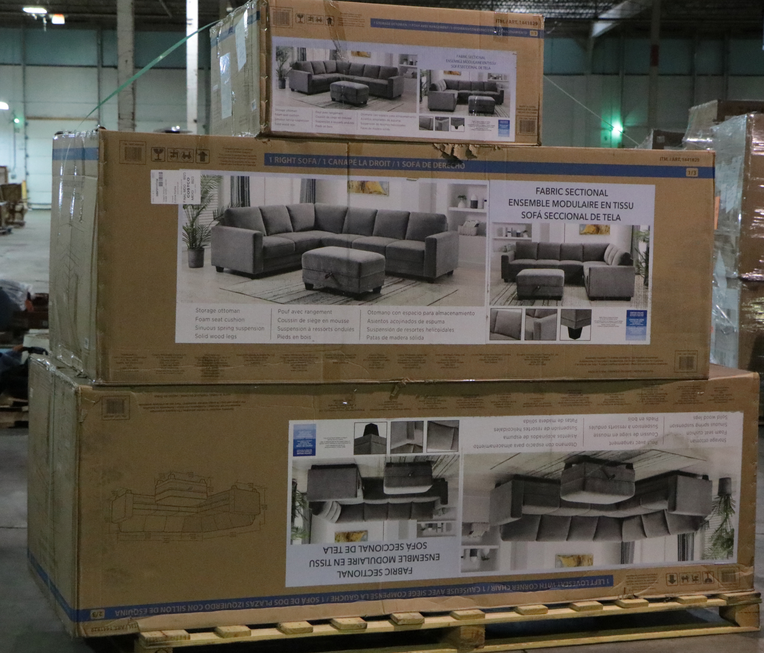 "Santana" Fabric Sectional with Storage Ottoman