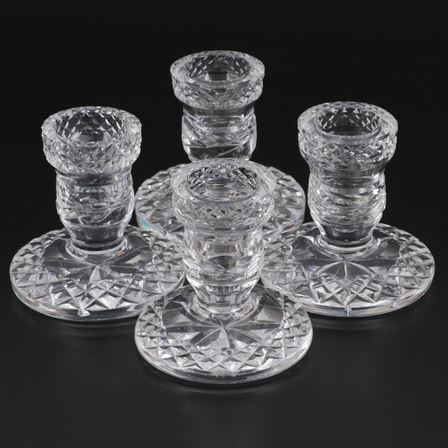 Waterford "Glandore" Crystal Candle Holders, Late 20th Century