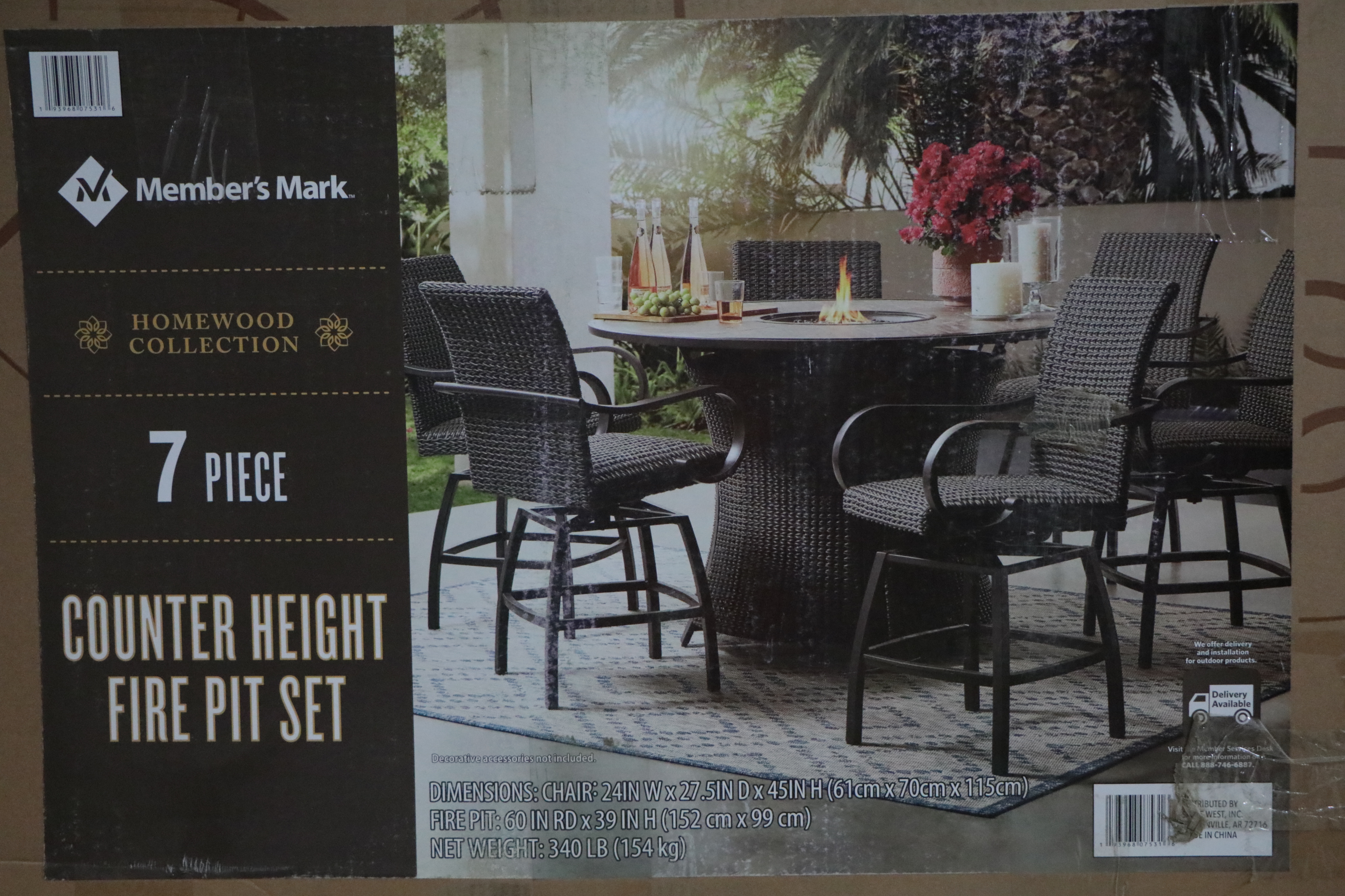 Homewood 7-Piece Counter-Height Fire Pit Set