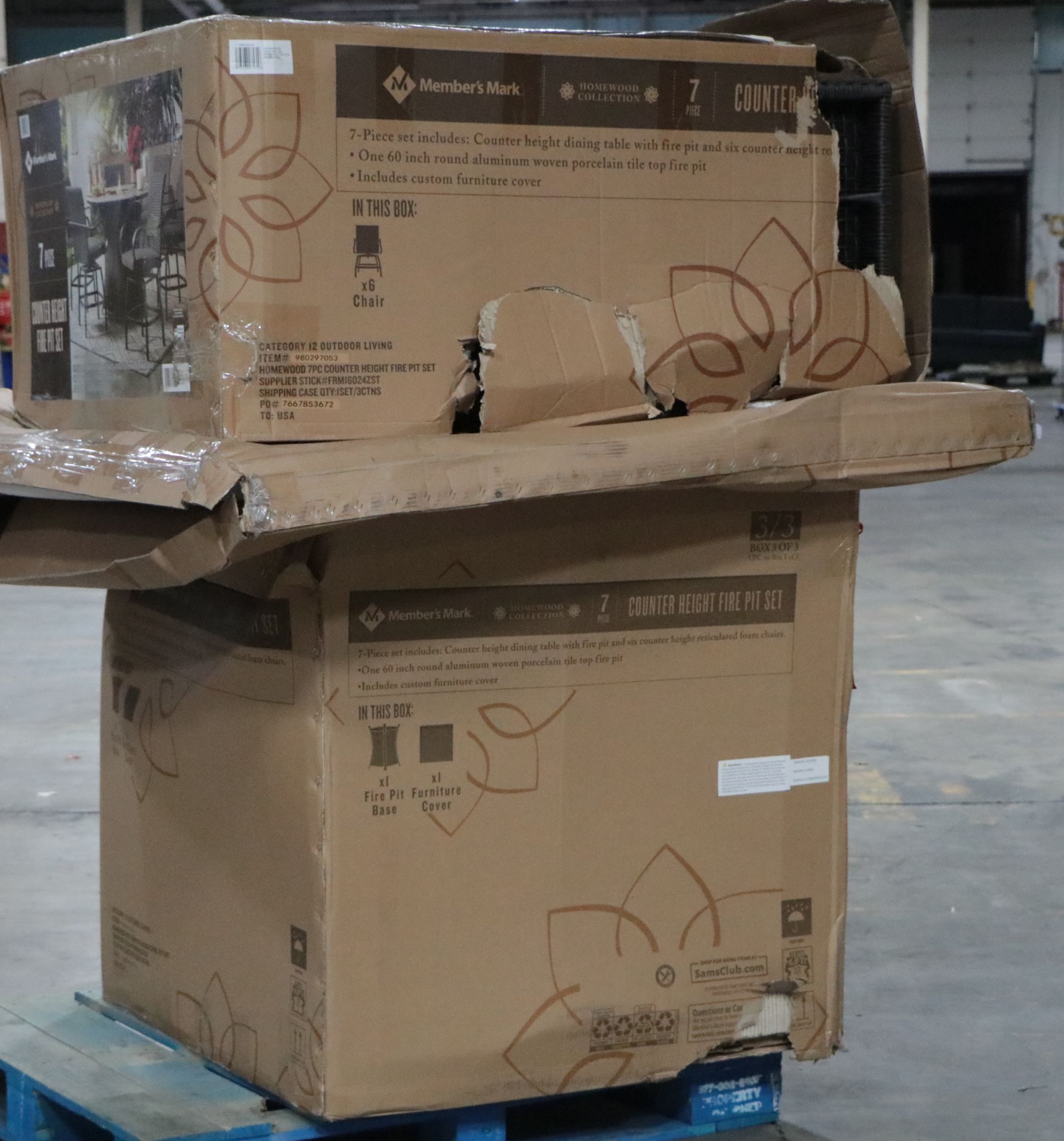 Homewood 7-Piece Counter-Height Fire Pit Set