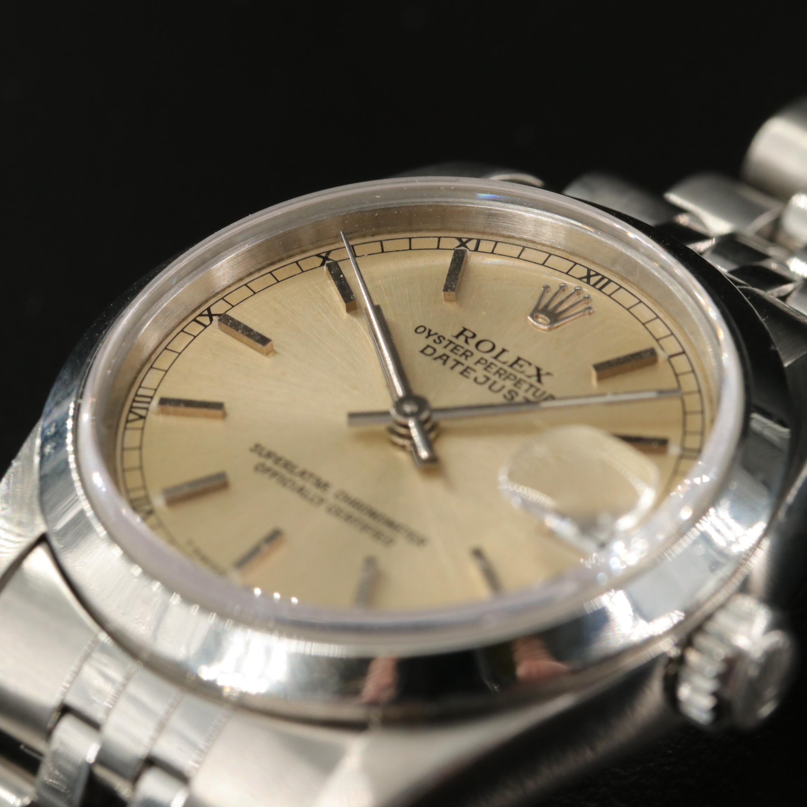 1988 Rolex Datejust Mid-Size 68240 Stainless Steel Automatic Watch