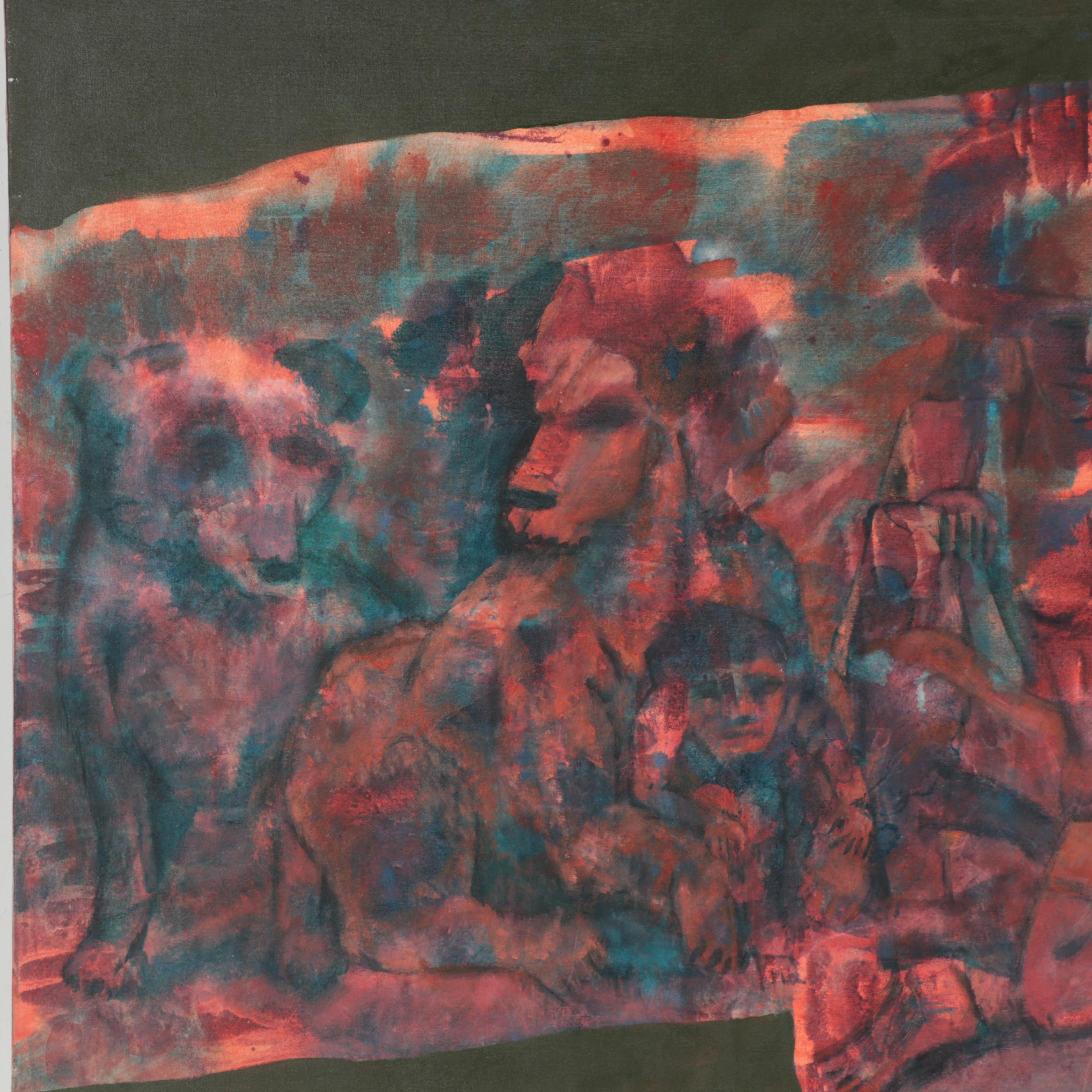 Don Stacy Large-Scale Abstract Oil Painting, Circa 1980