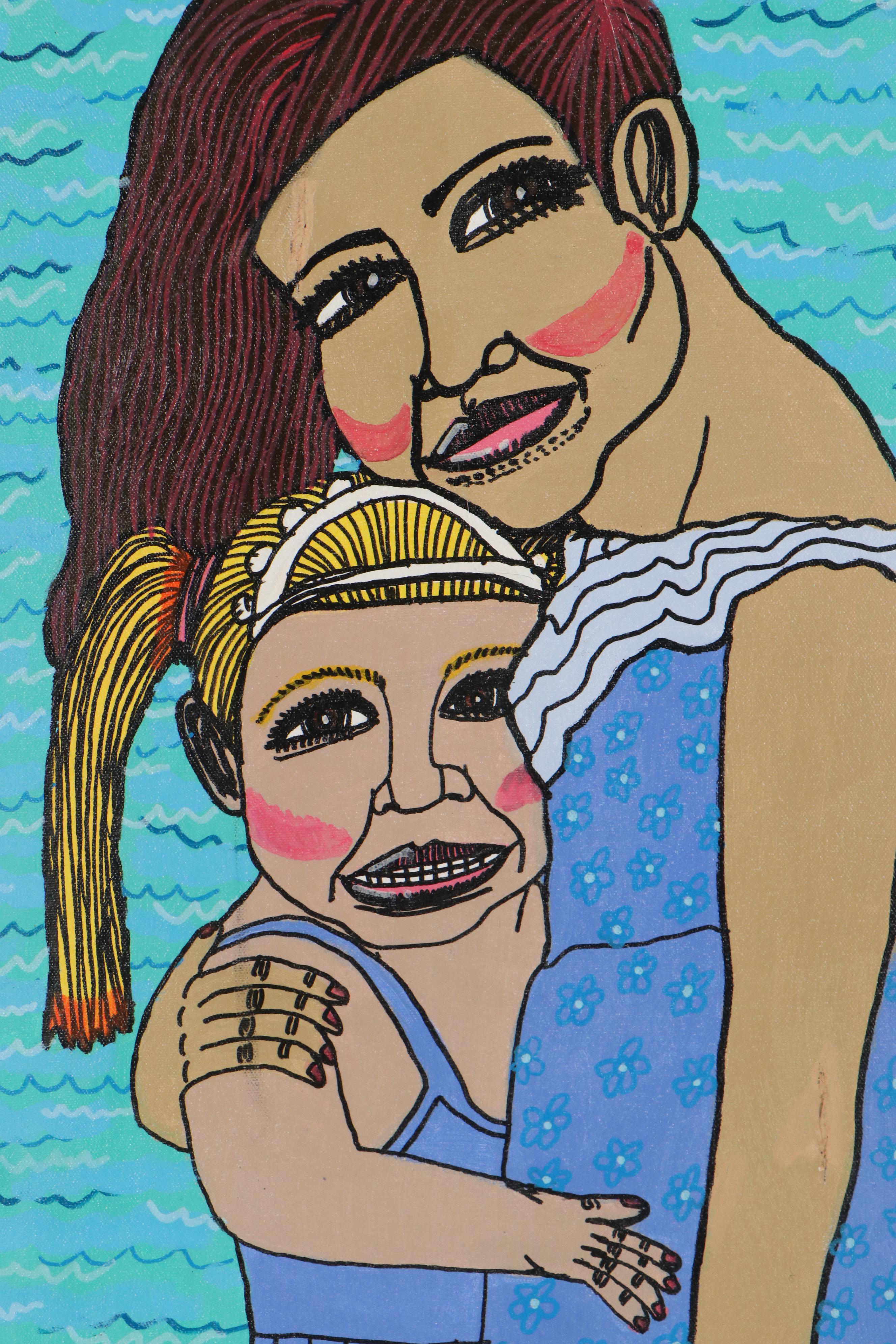 Antonio Adams Acrylic Painting "The Portrait of 2 Girl's," 2017