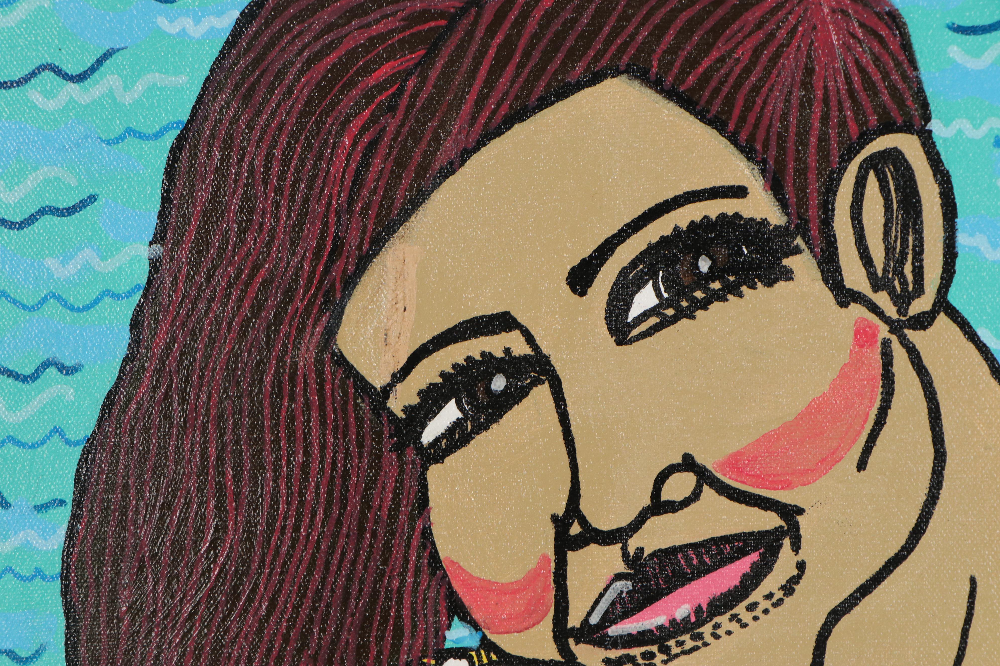 Antonio Adams Acrylic Painting "The Portrait of 2 Girl's," 2017