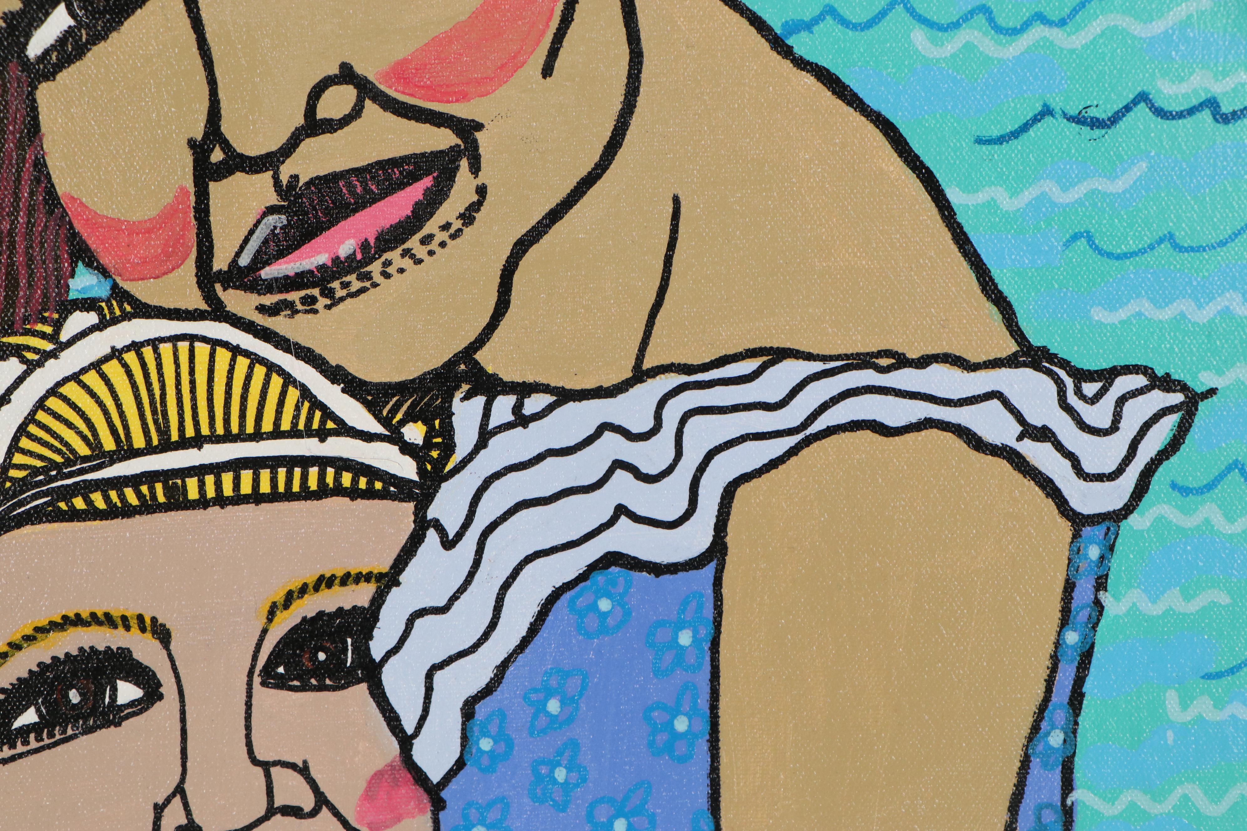 Antonio Adams Acrylic Painting "The Portrait of 2 Girl's," 2017