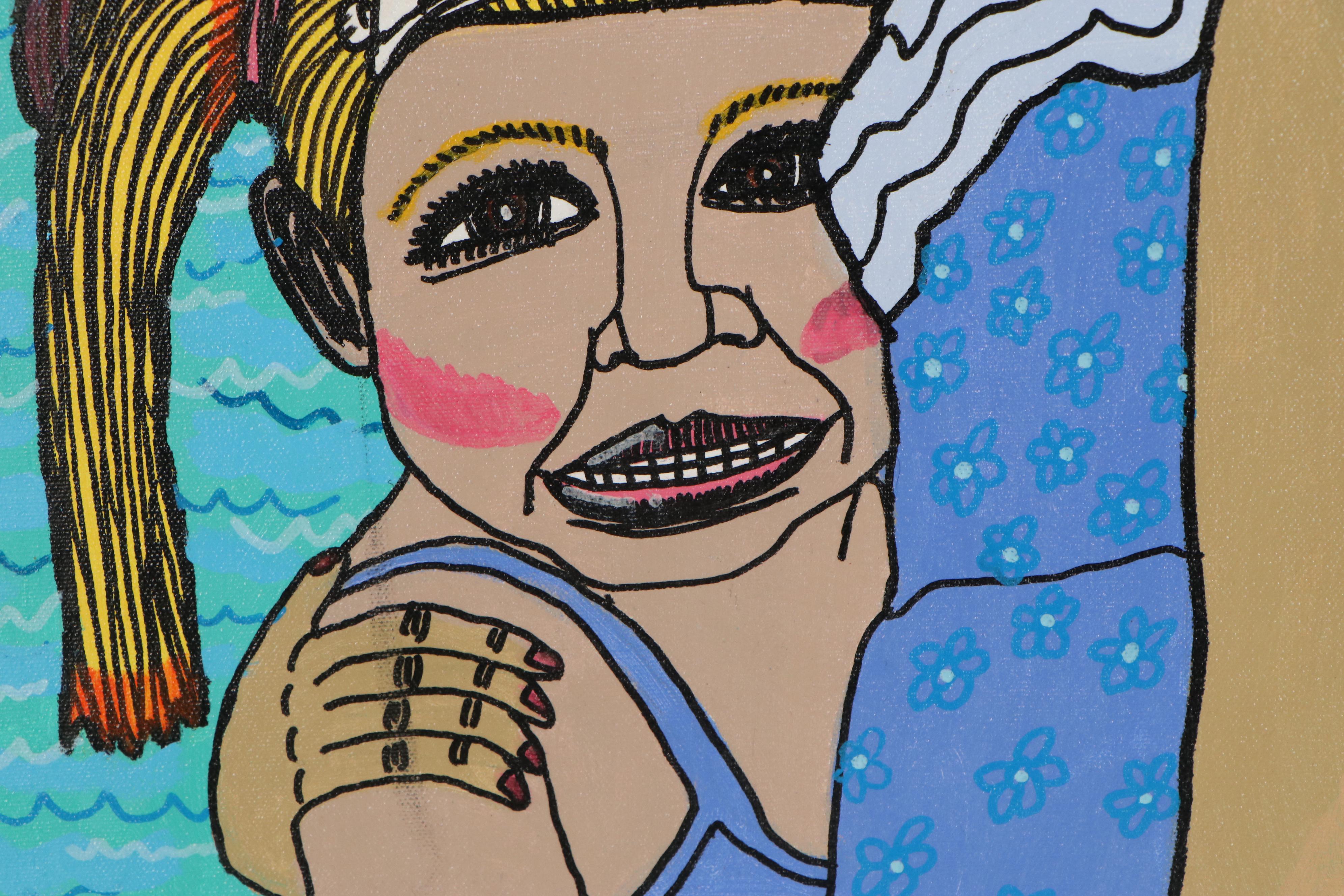 Antonio Adams Acrylic Painting "The Portrait of 2 Girl's," 2017