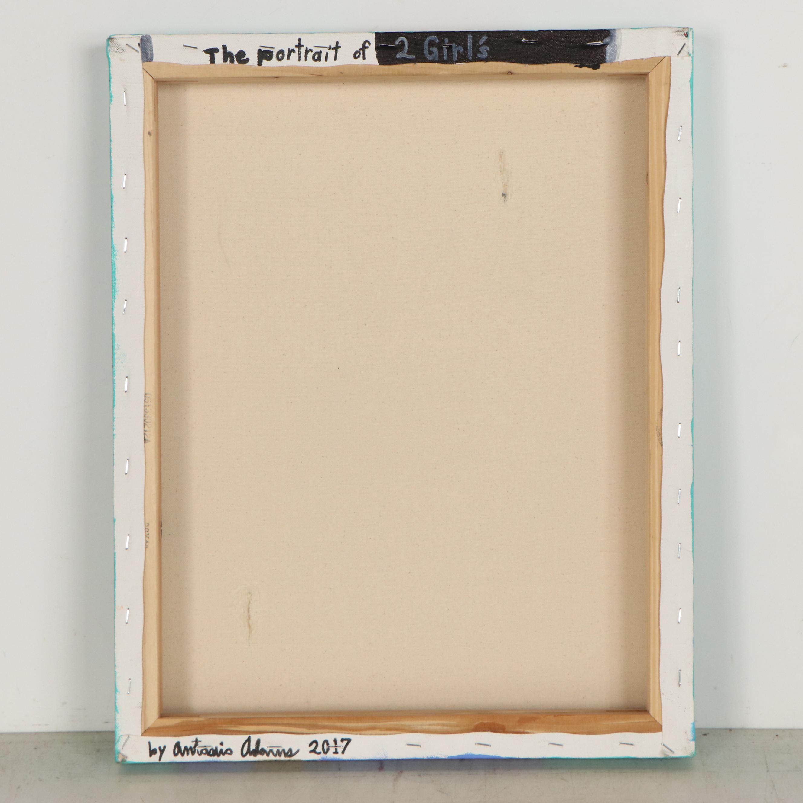 Antonio Adams Acrylic Painting "The Portrait of 2 Girl's," 2017