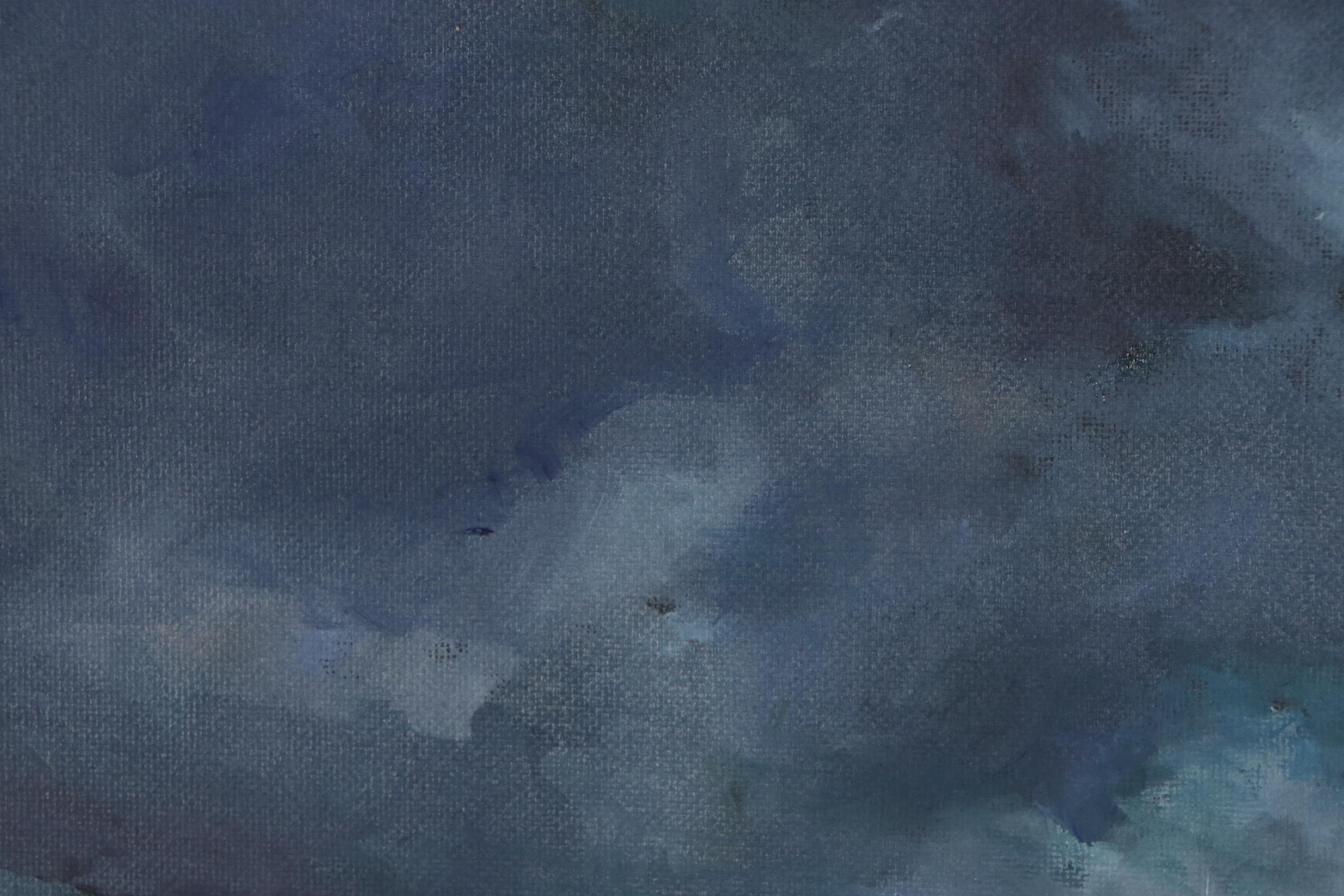 Daniela Fernandez Oil Painting of Ocean View at Night, 21st Century