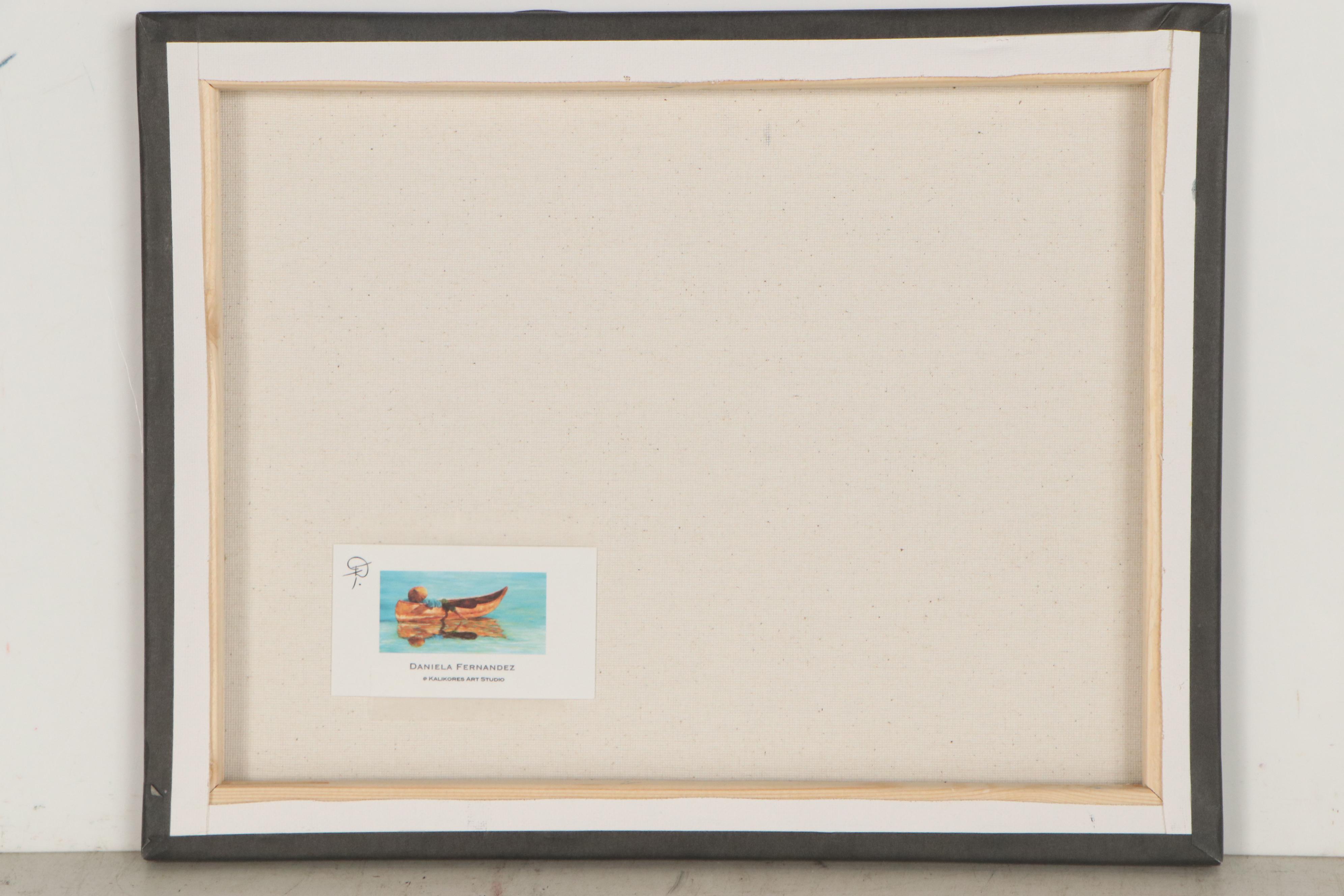 Daniela Fernandez Oil Painting of Ocean View at Night, 21st Century