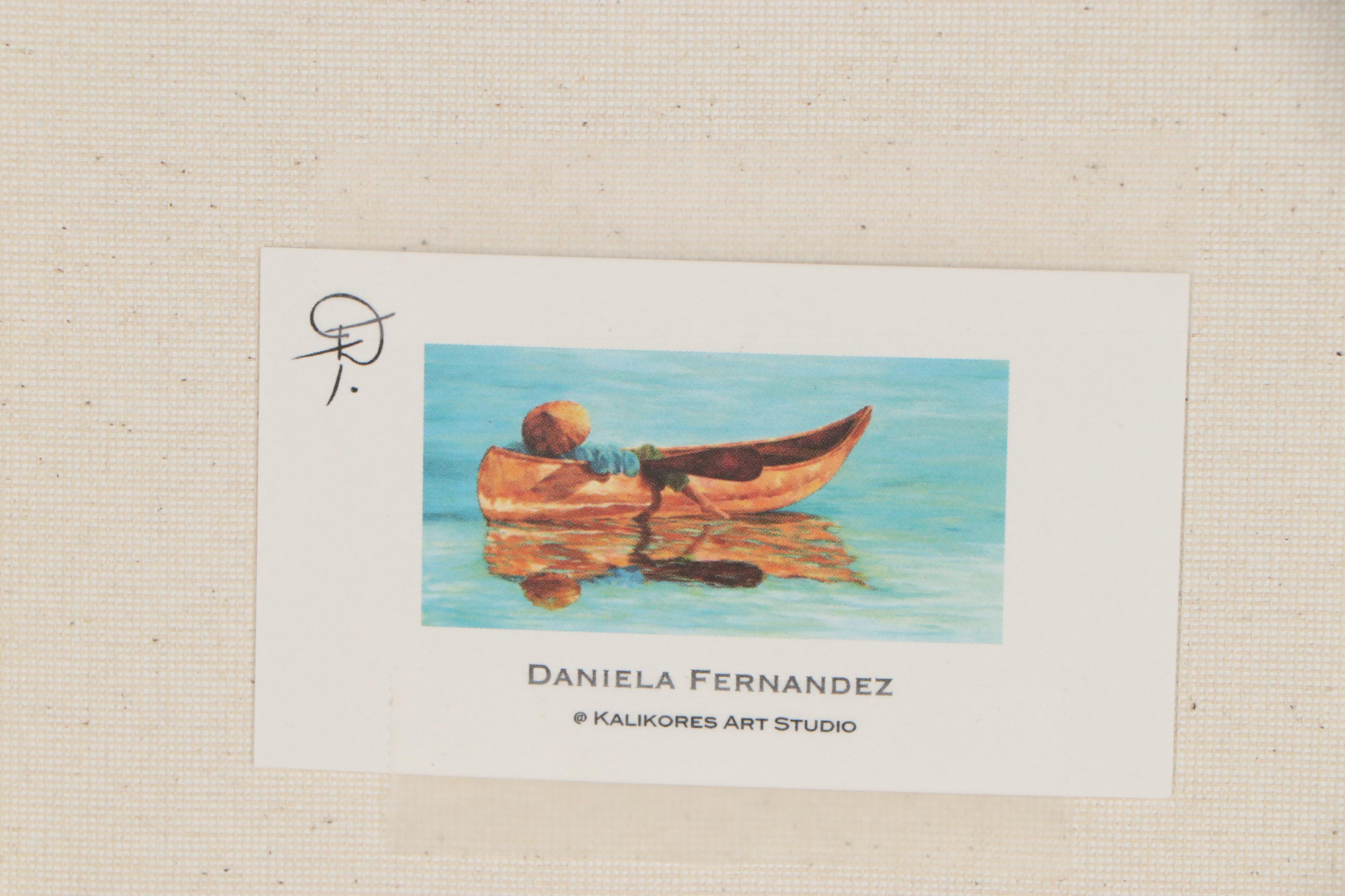 Daniela Fernandez Oil Painting of Ocean View at Night, 21st Century