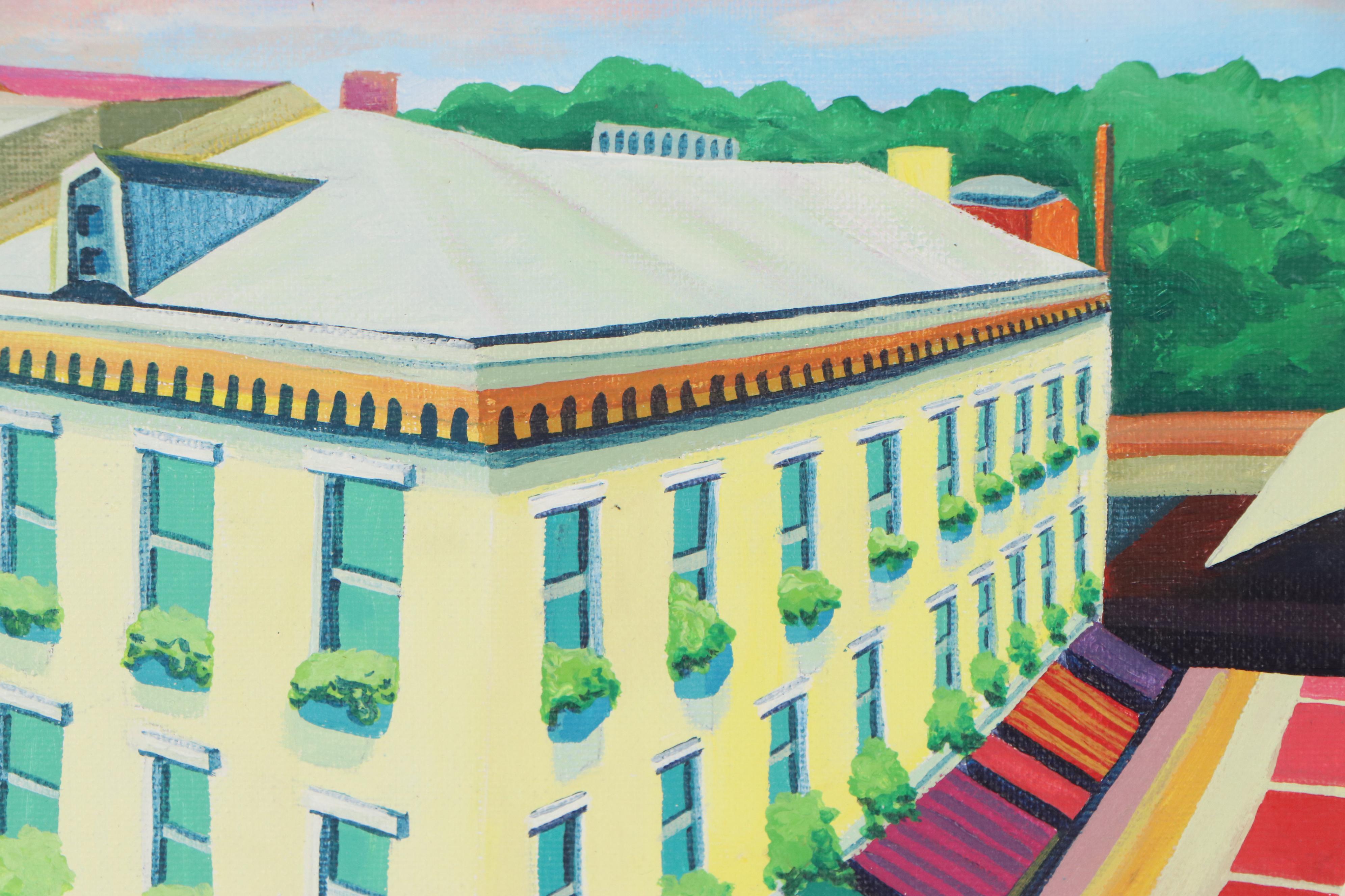 Nicki Deux Cityscape Oil Painting of Downtown Cincinnati, 21st Century