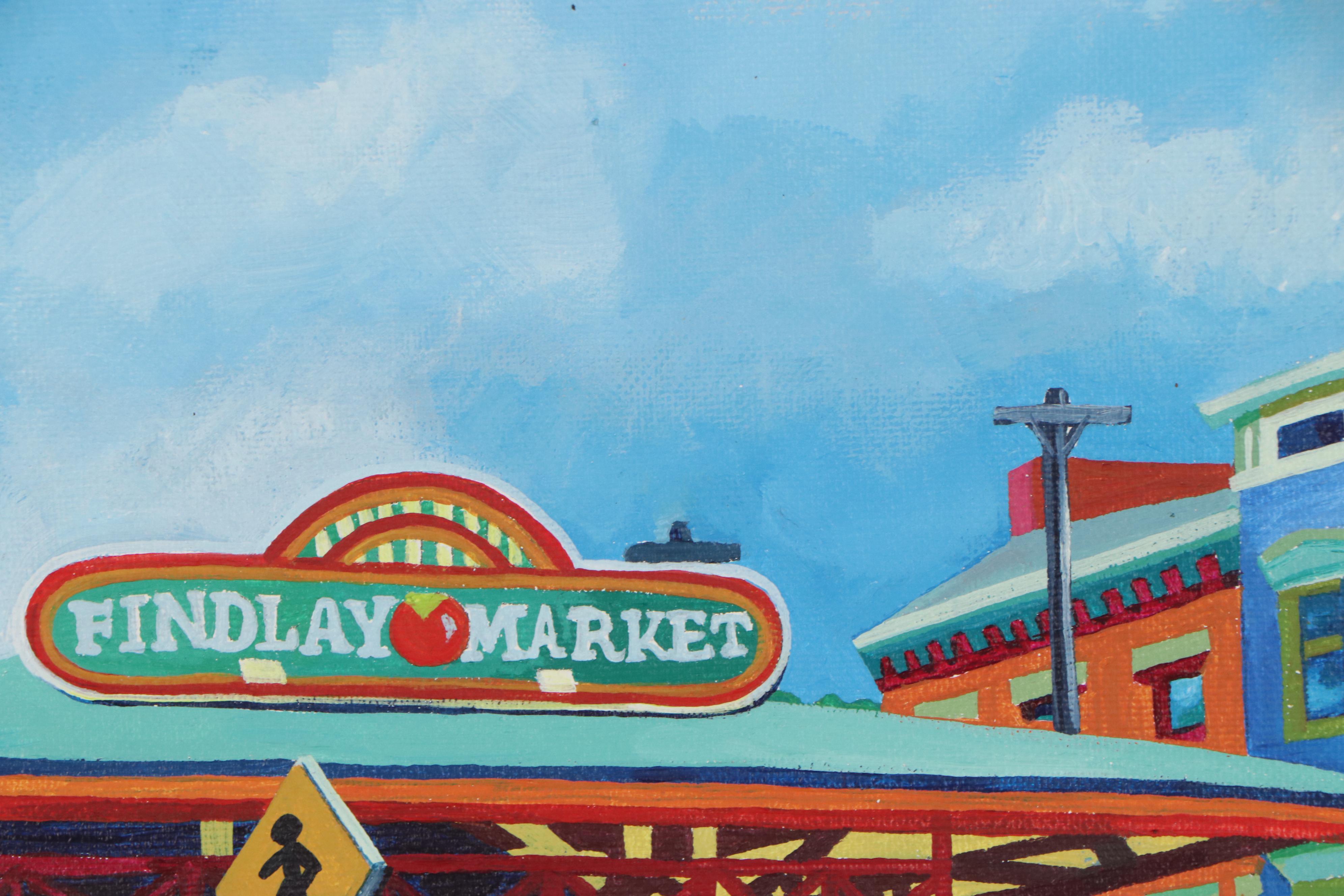 Nicki Deux Cityscape Oil Painting of Findlay Market, 21st Century