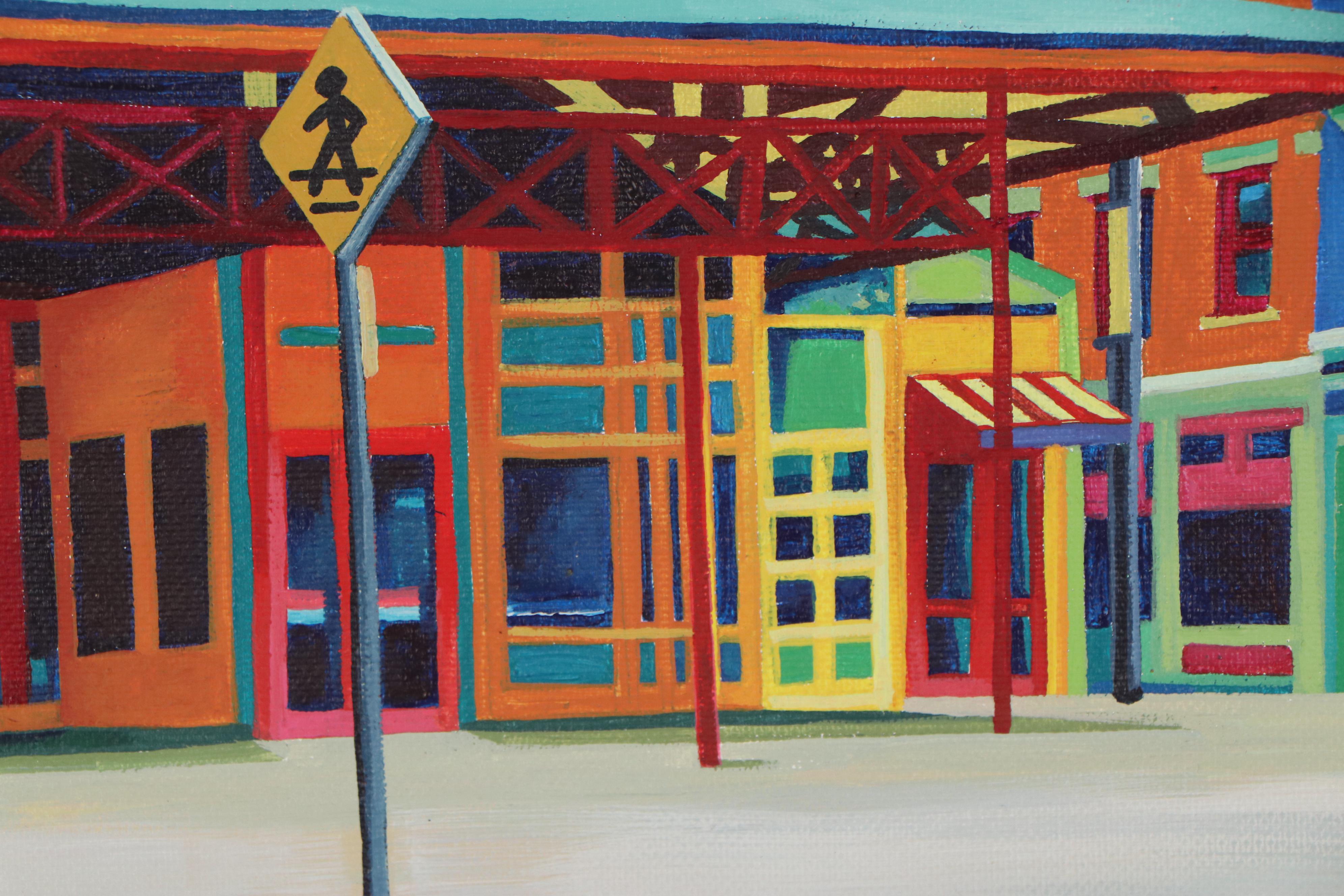 Nicki Deux Cityscape Oil Painting of Findlay Market, 21st Century