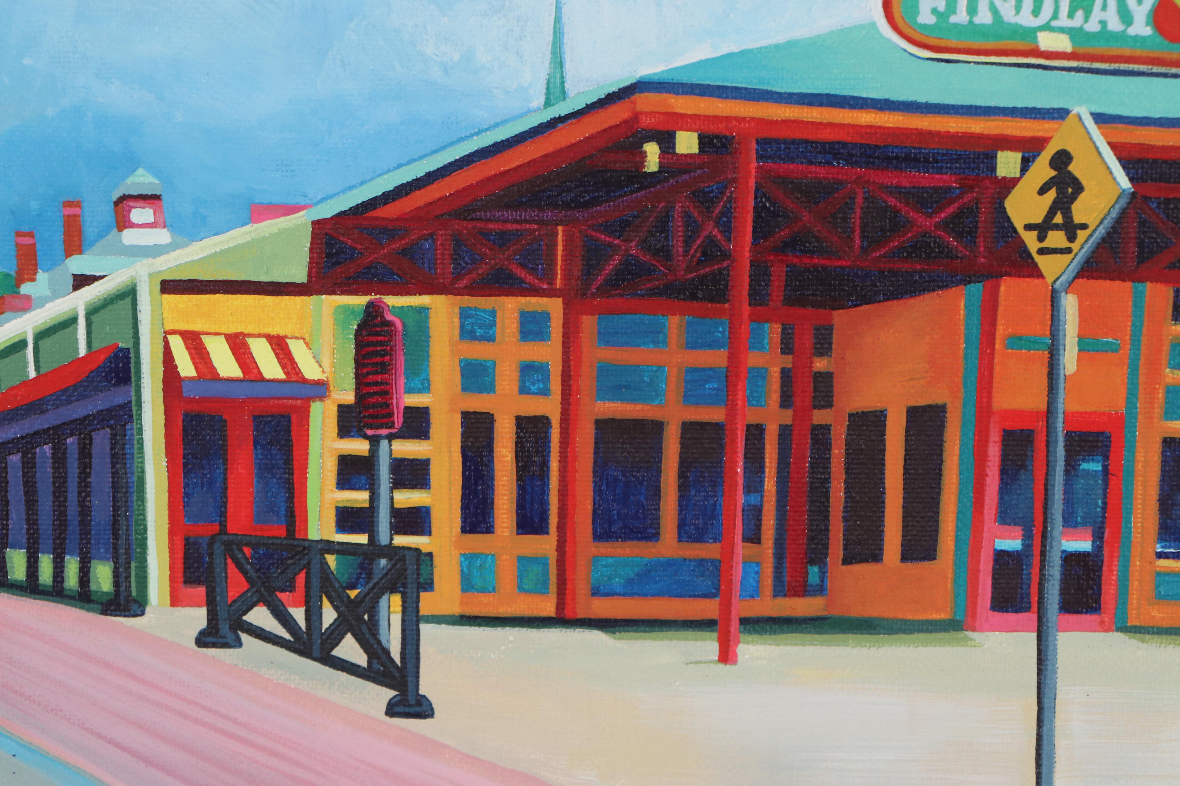 Nicki Deux Cityscape Oil Painting of Findlay Market, 21st Century