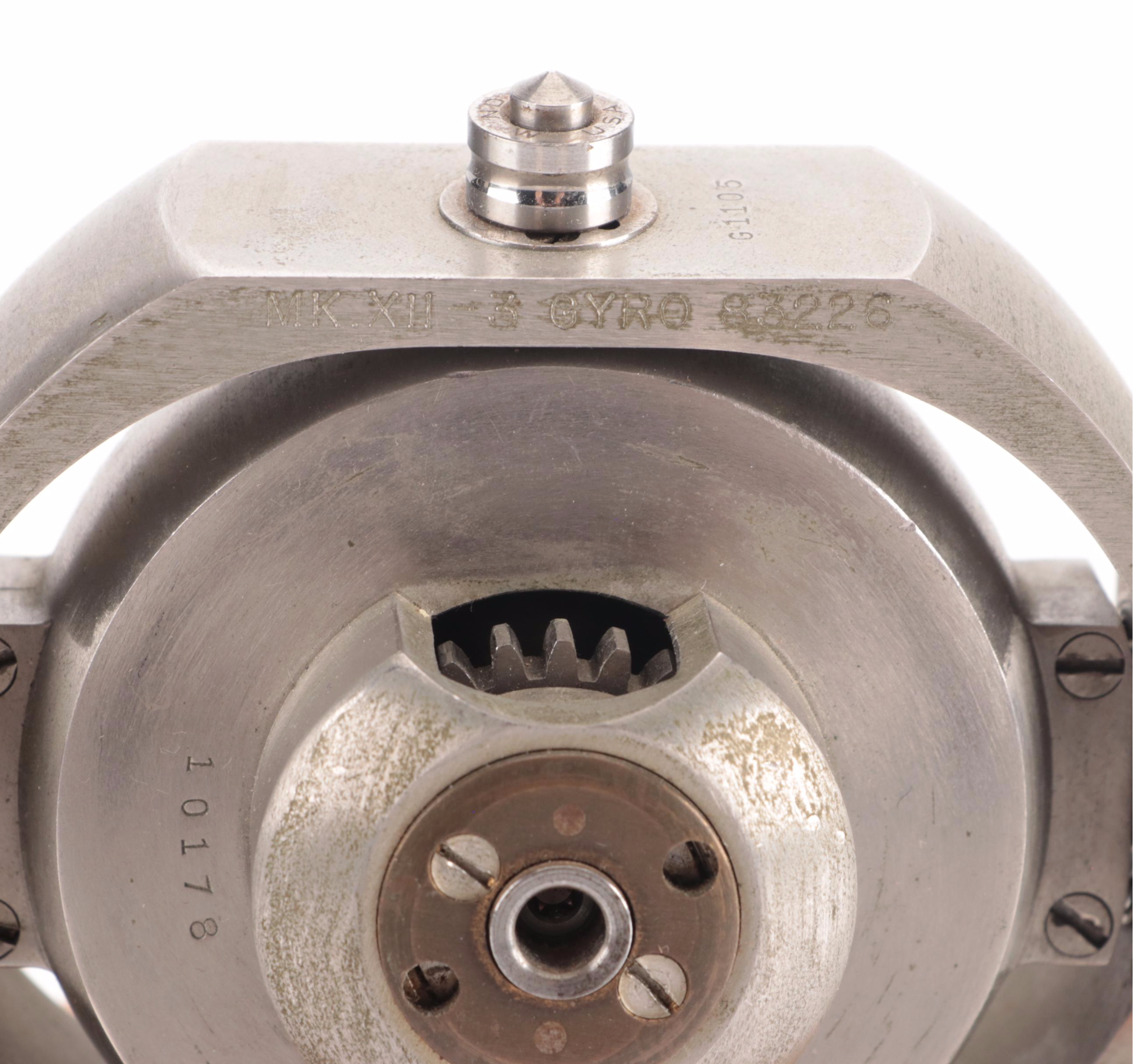 World War II Era U.S. Navy MK XII-3 Torpedo Gyroscope Mounted On Wood Stand