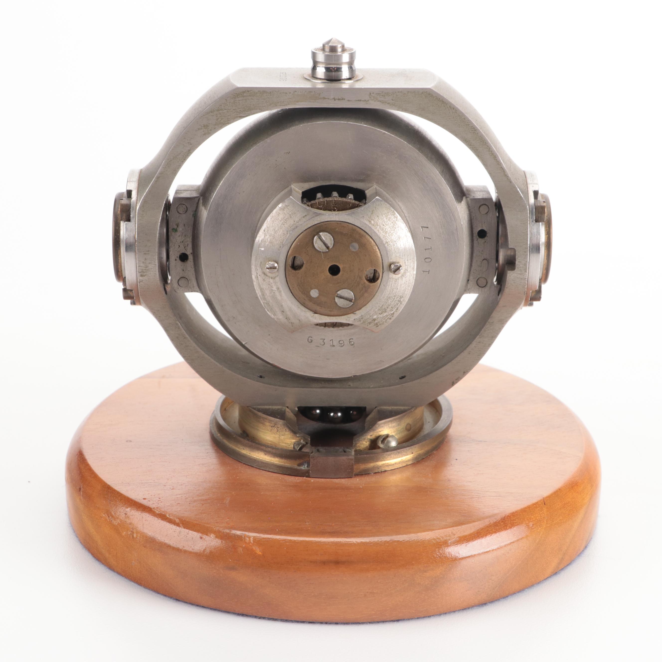 World War II Era U.S. Navy MK XII-3 Torpedo Gyroscope Mounted On Wood Stand
