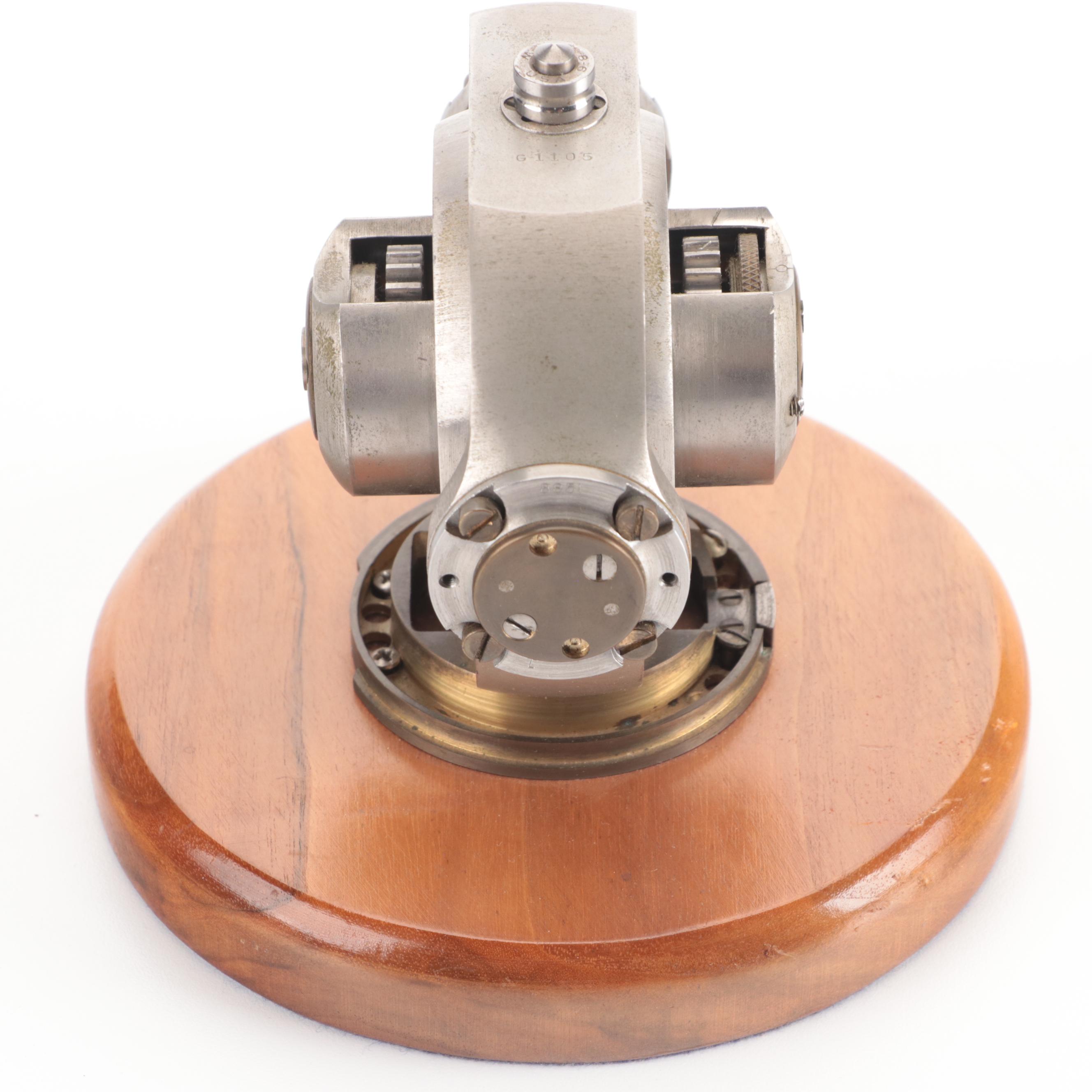 World War II Era U.S. Navy MK XII-3 Torpedo Gyroscope Mounted On Wood Stand