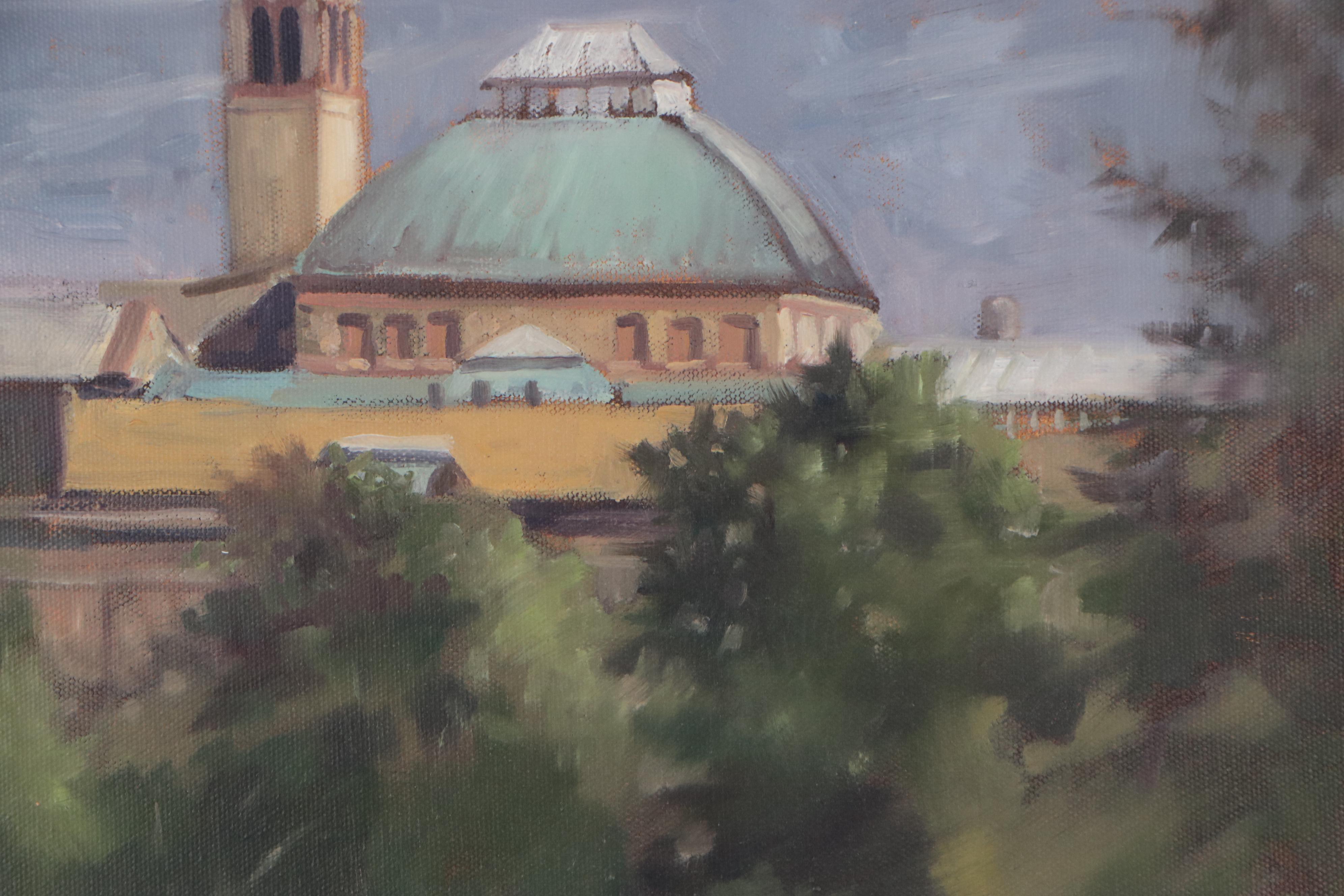 Jim Effler Oil Painting of Architecture in Landscape, Late 20th Century