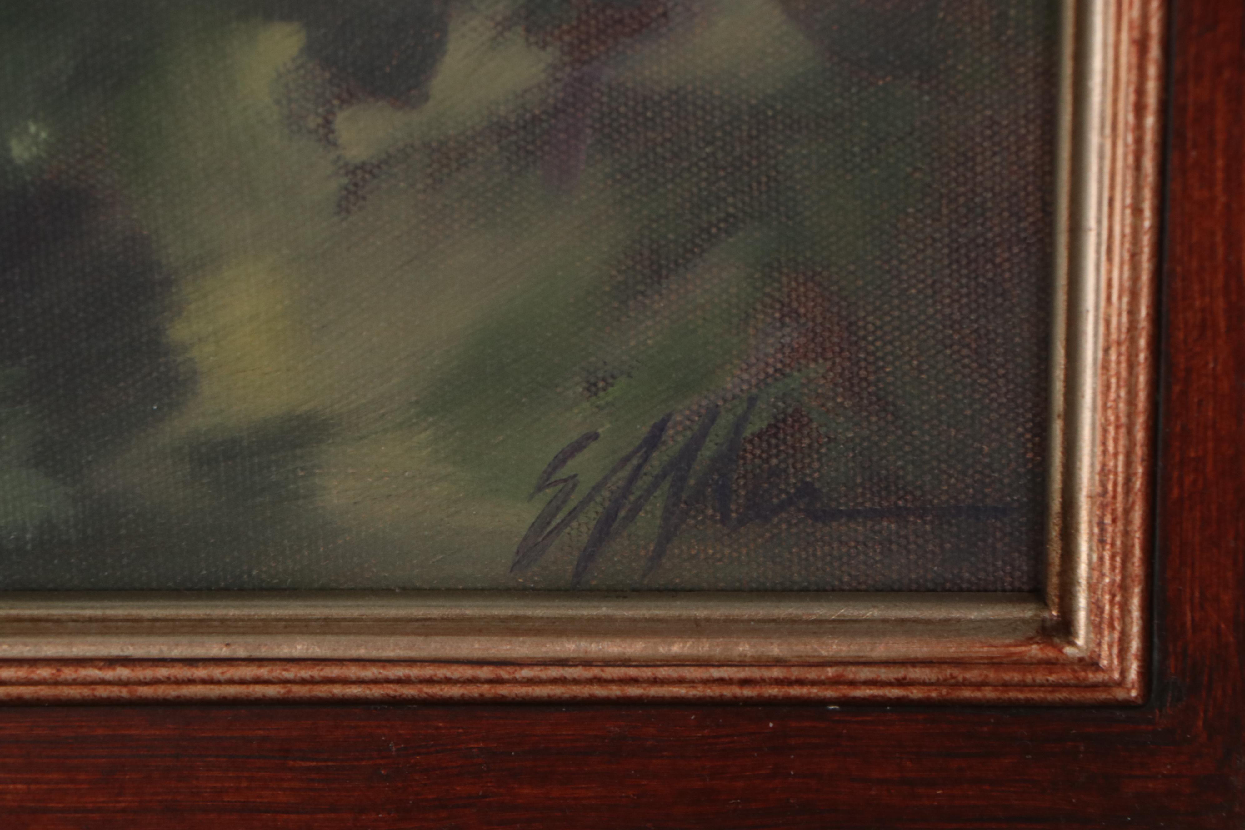 Jim Effler Oil Painting of Architecture in Landscape, Late 20th Century