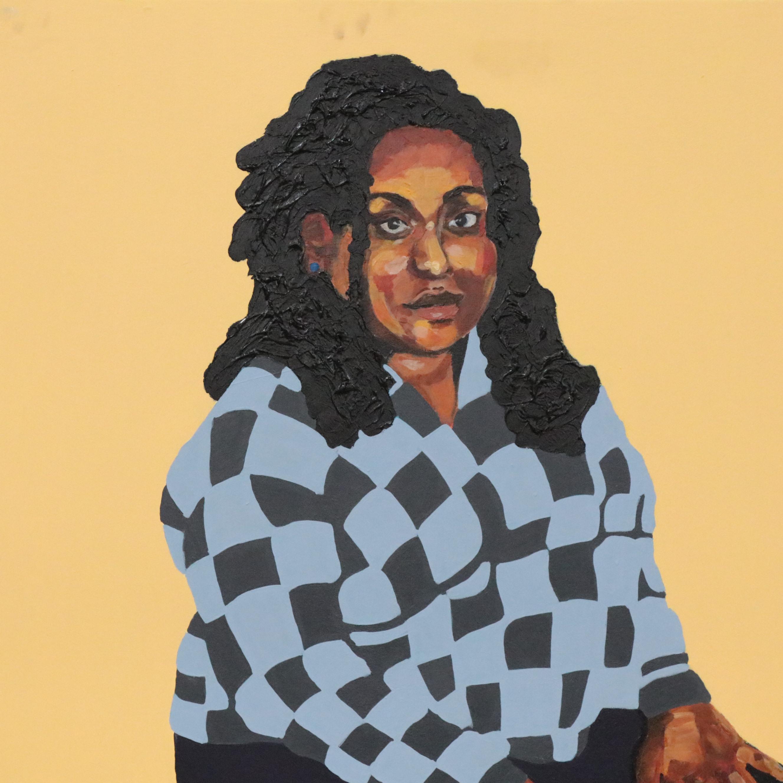 Nytaya Babbitt Large-Scale Portrait Acrylic Painting of Seated Woman, 2020