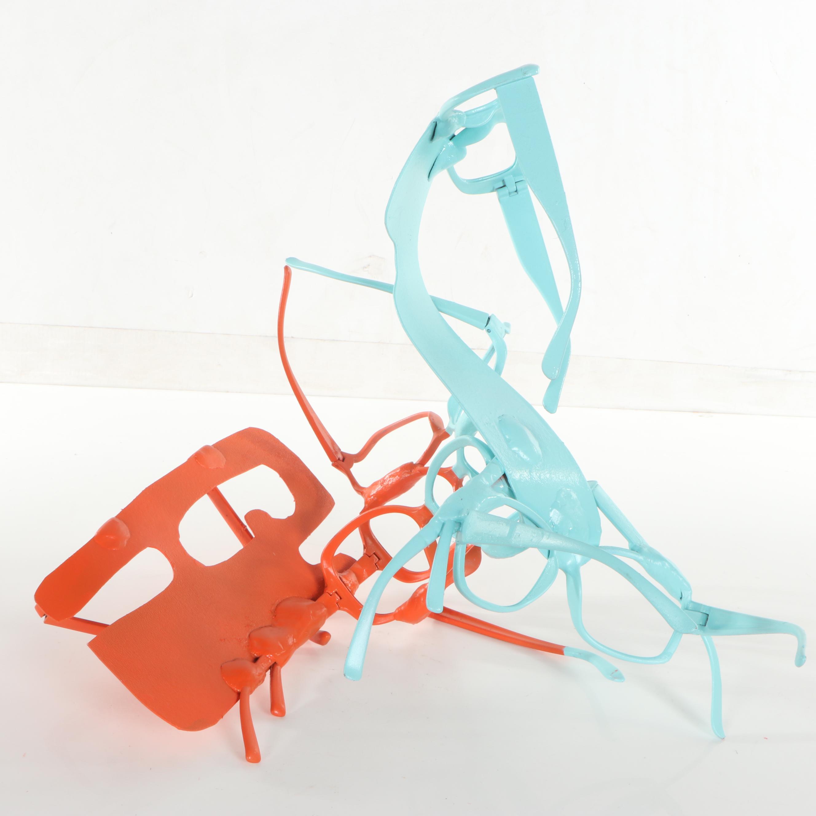 Lindsey Whittle / Sparklezilla Mixed Media Sculpture of Glasses, 21st Century