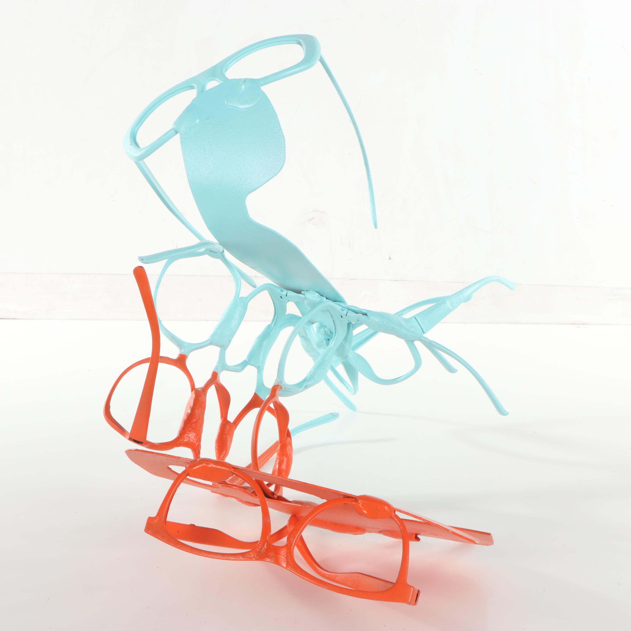 Lindsey Whittle / Sparklezilla Mixed Media Sculpture of Glasses, 21st Century