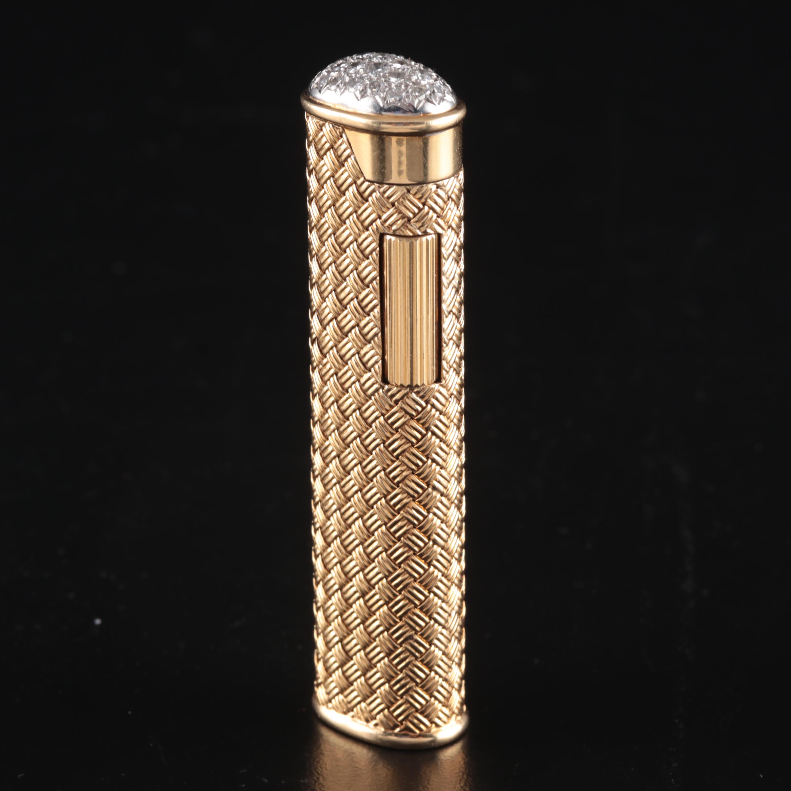 Dunhill 18K, Platinum and 1.52 CTW Diamond Capped Rollagas Lighter