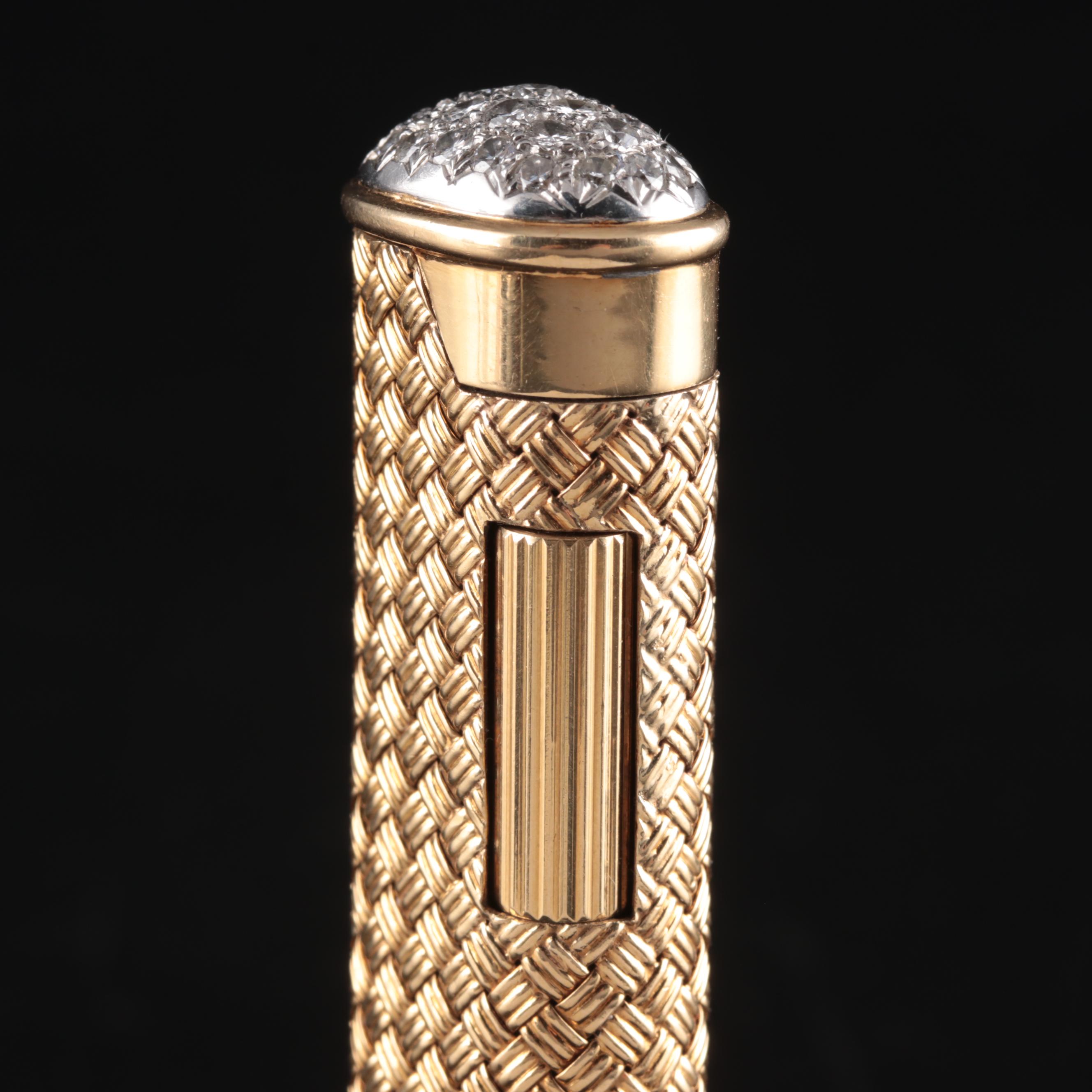 Dunhill 18K, Platinum and 1.52 CTW Diamond Capped Rollagas Lighter