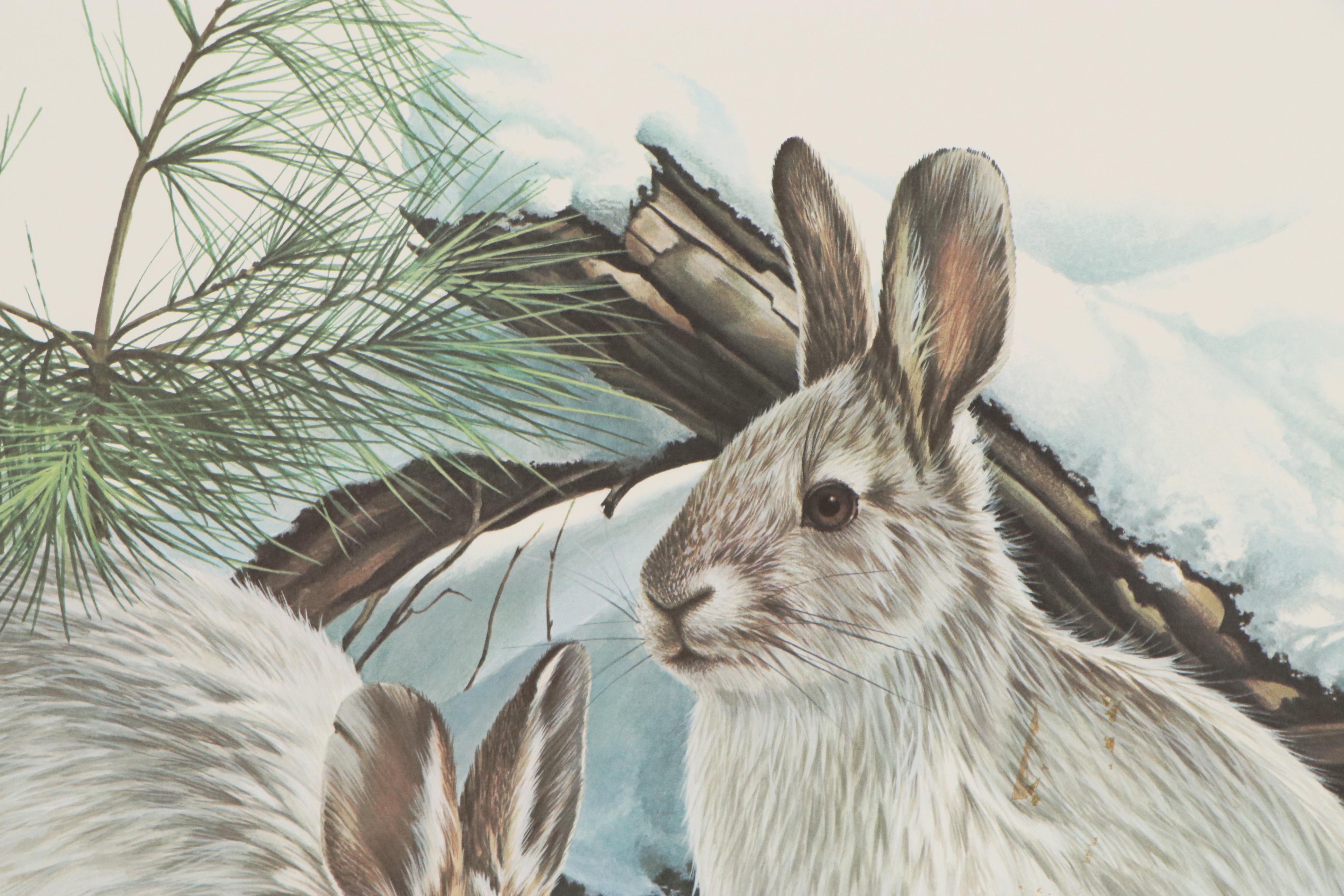 Richard Timm Offset Lithograph "Snowshoe Hare," 1976