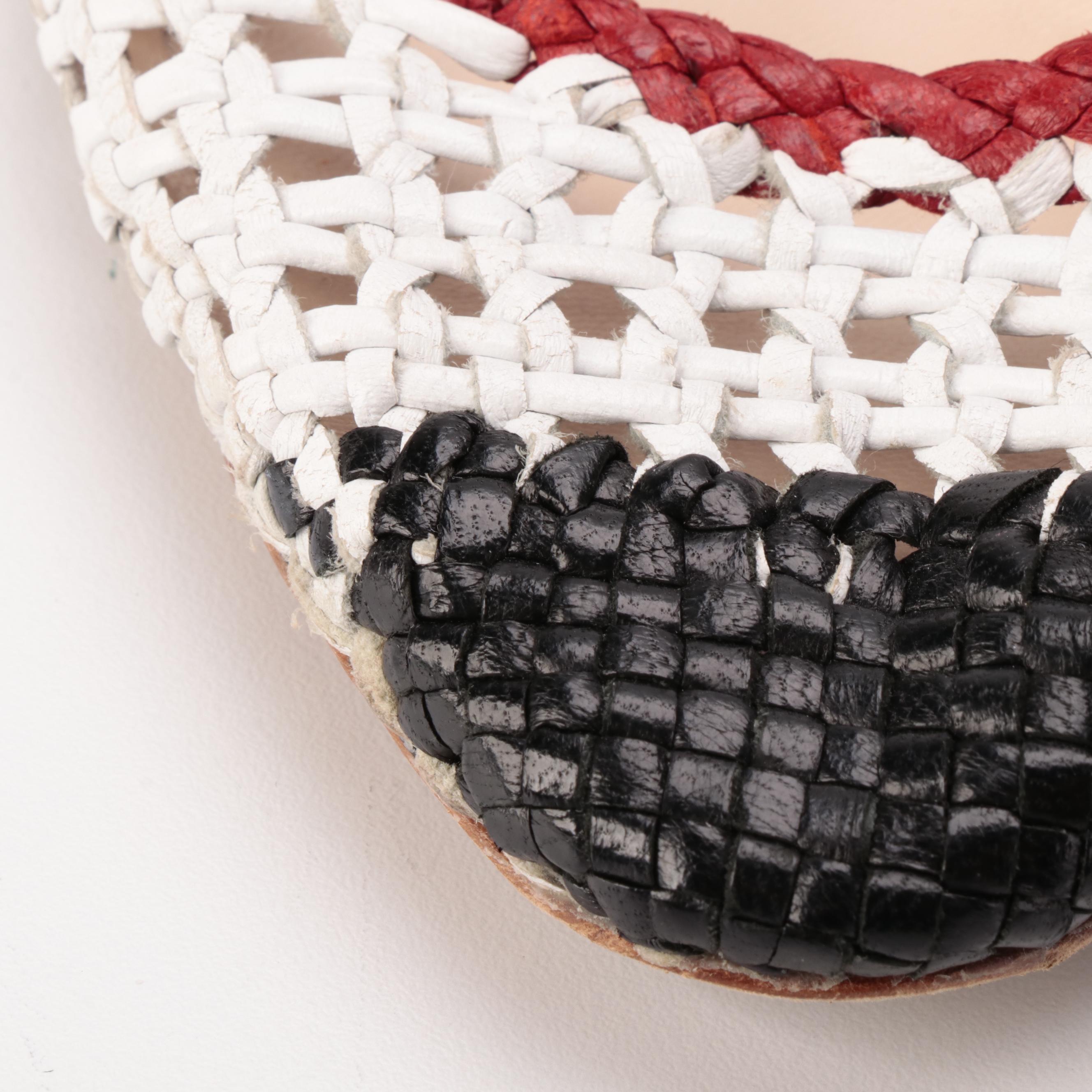 Prada Tricolor Woven Leather Ballet Flats