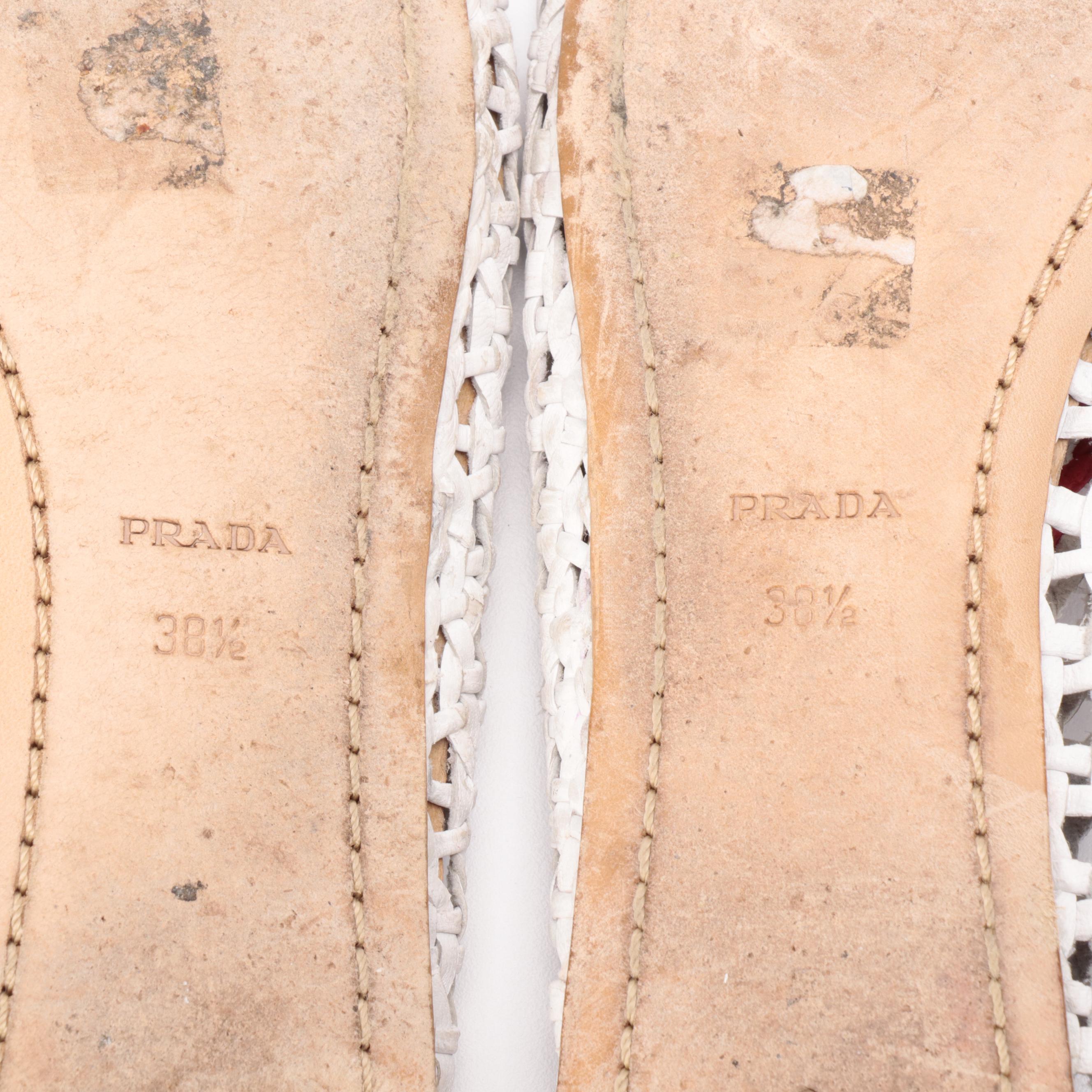 Prada Tricolor Woven Leather Ballet Flats