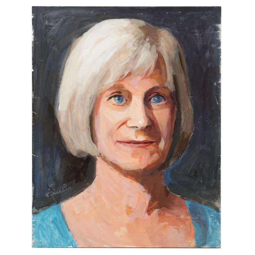 Stephen Hankin Portrait Acrylic Painting "Suzie - Blue Eyes," 2019