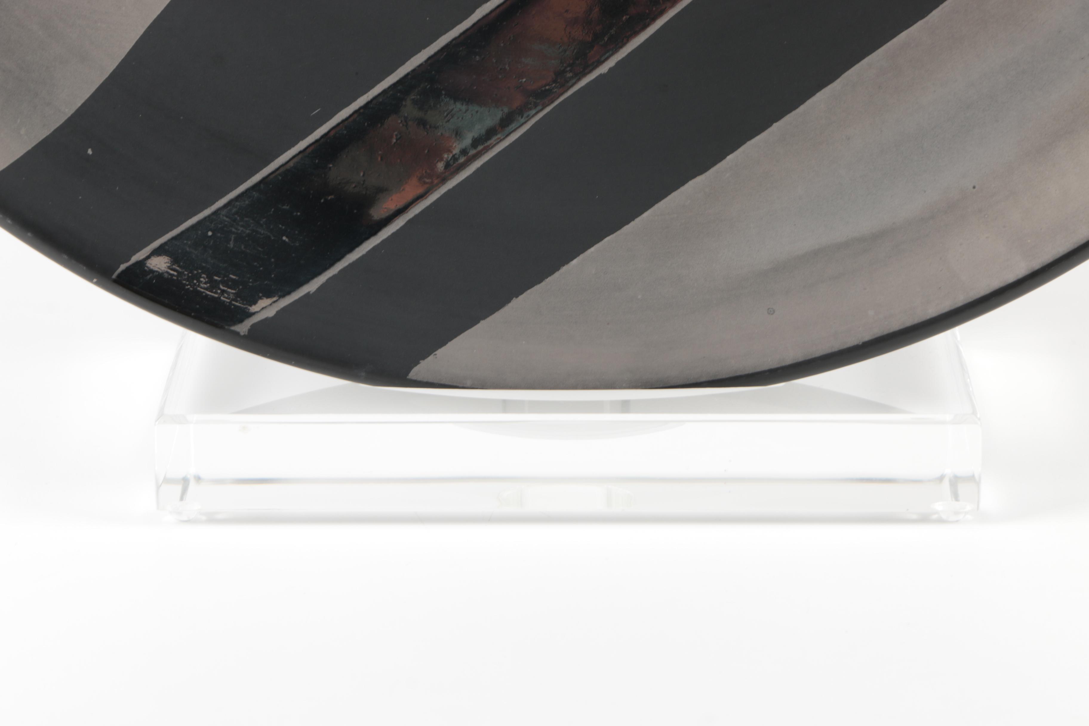 Modernist Style Ceramic Vase and Plate with Acrylic Stand