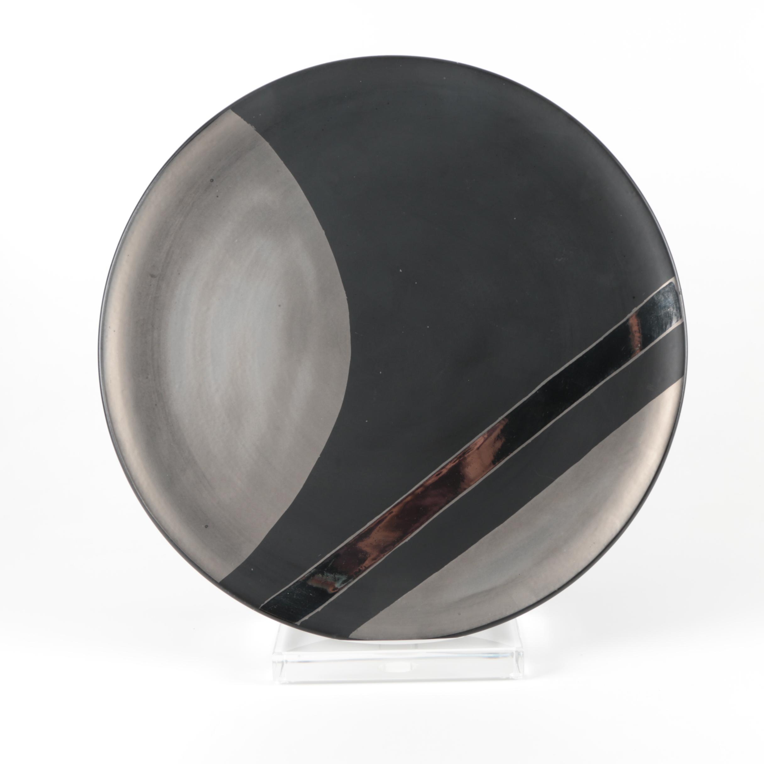 Modernist Style Ceramic Vase and Plate with Acrylic Stand