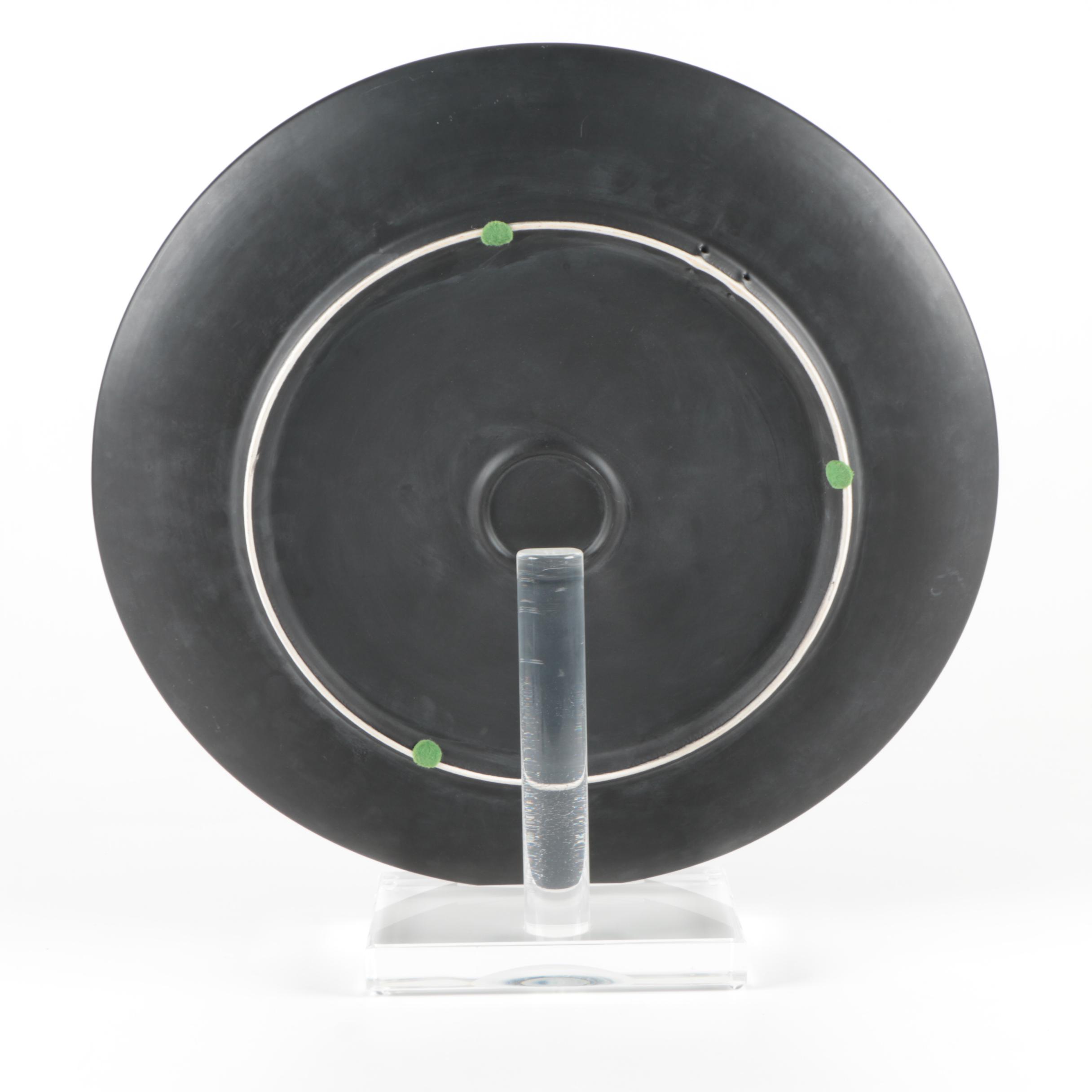 Modernist Style Ceramic Vase and Plate with Acrylic Stand
