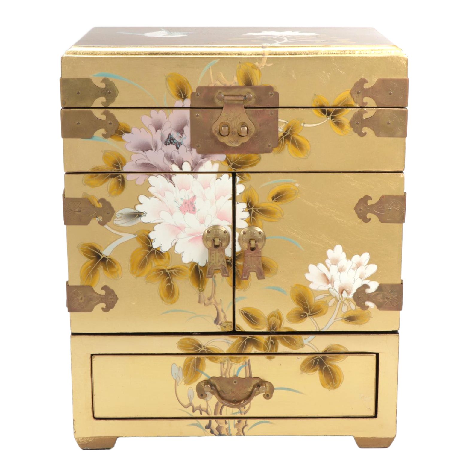 Chinese Hand-Paint on Gold Leaf Jewelry Box