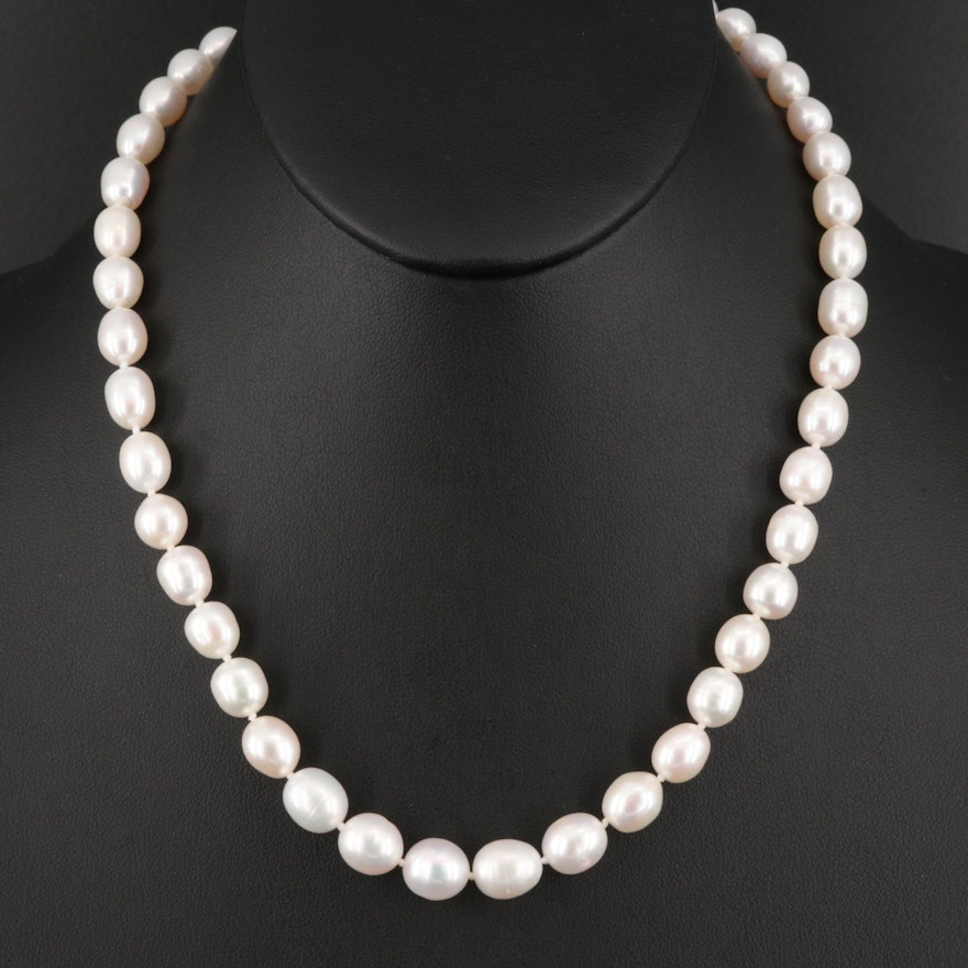 Graduated Pearl Necklace with Sterling Silver Clasp