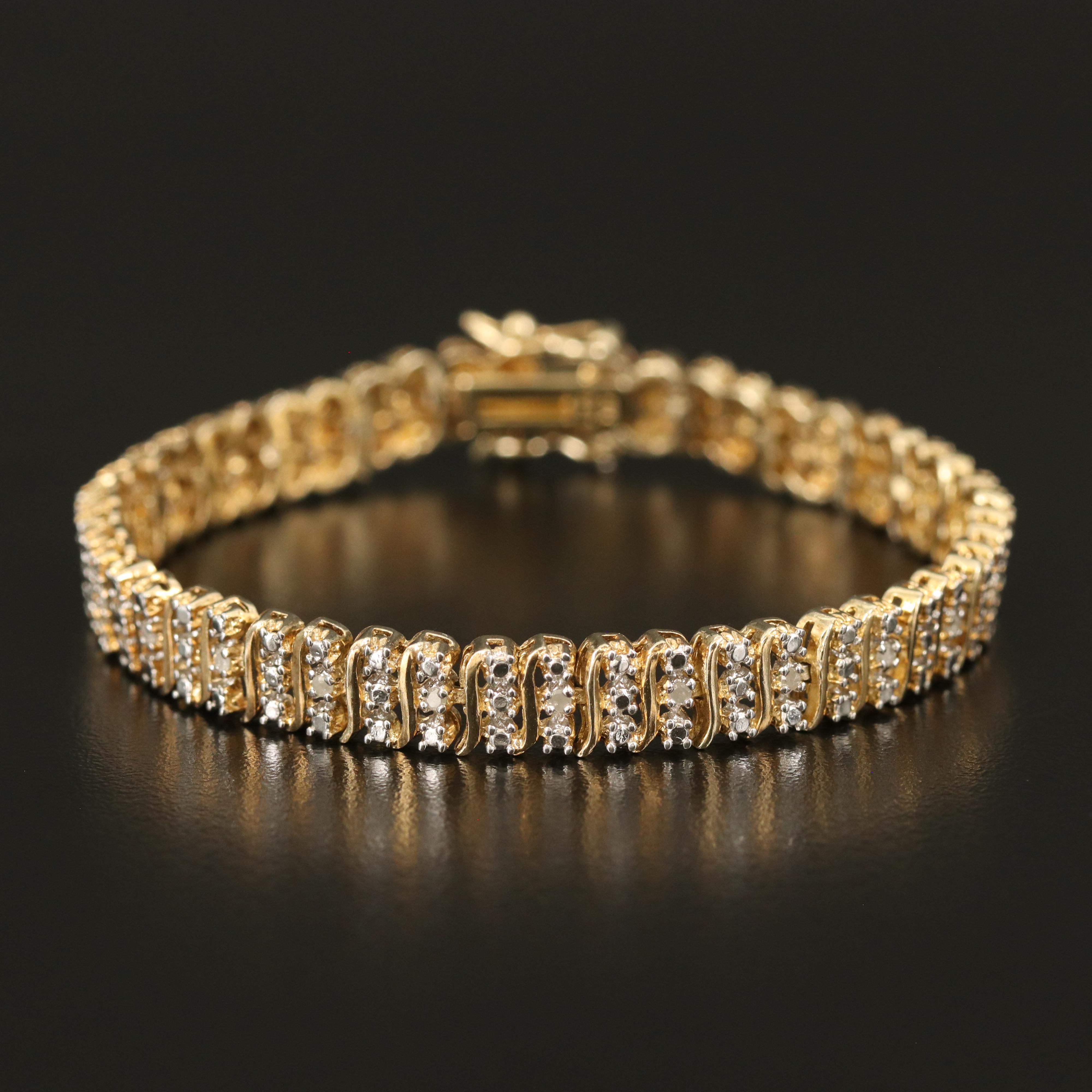 Sterling Silver Diamond Line Bracelet