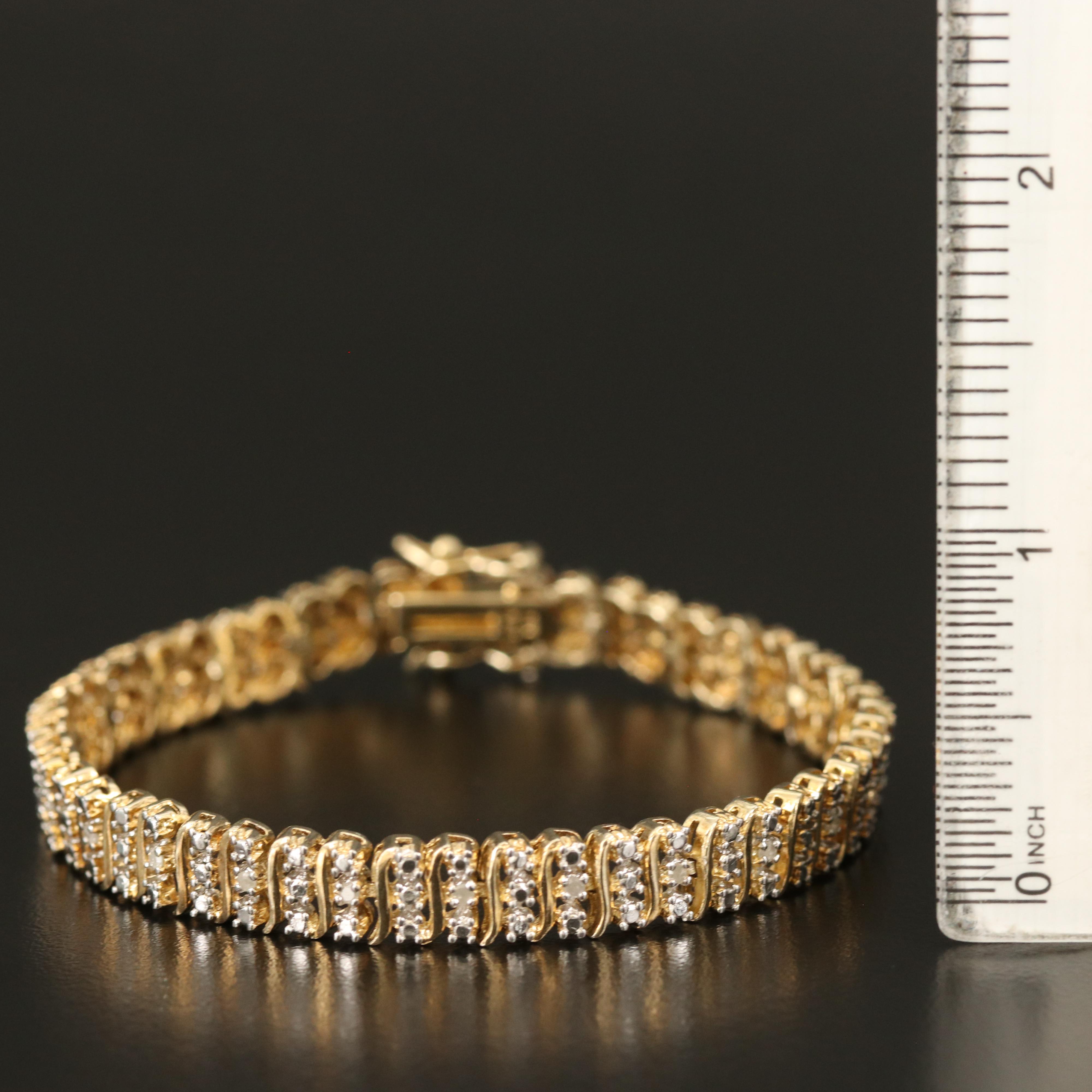 Sterling Silver Diamond Line Bracelet