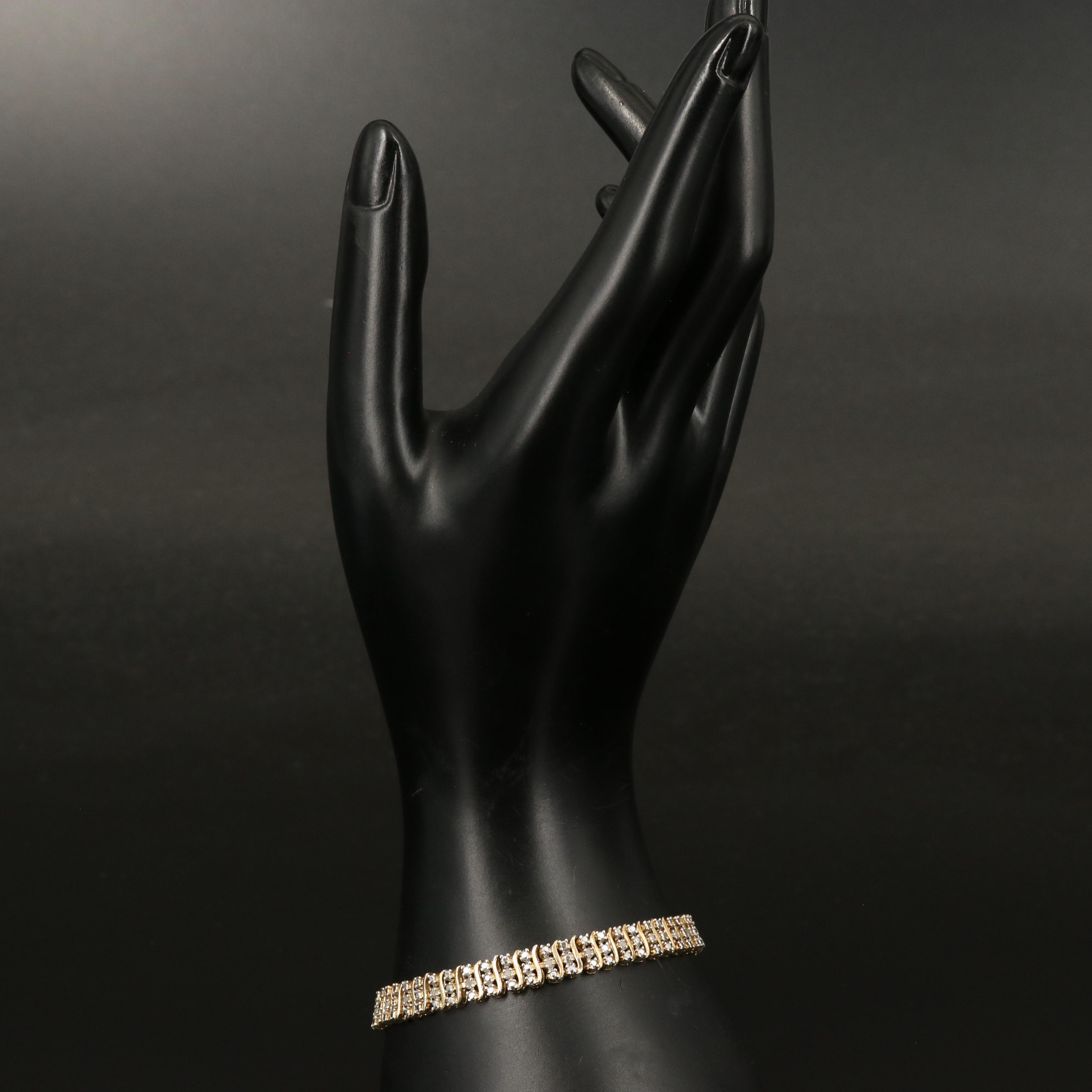 Sterling Silver Diamond Line Bracelet