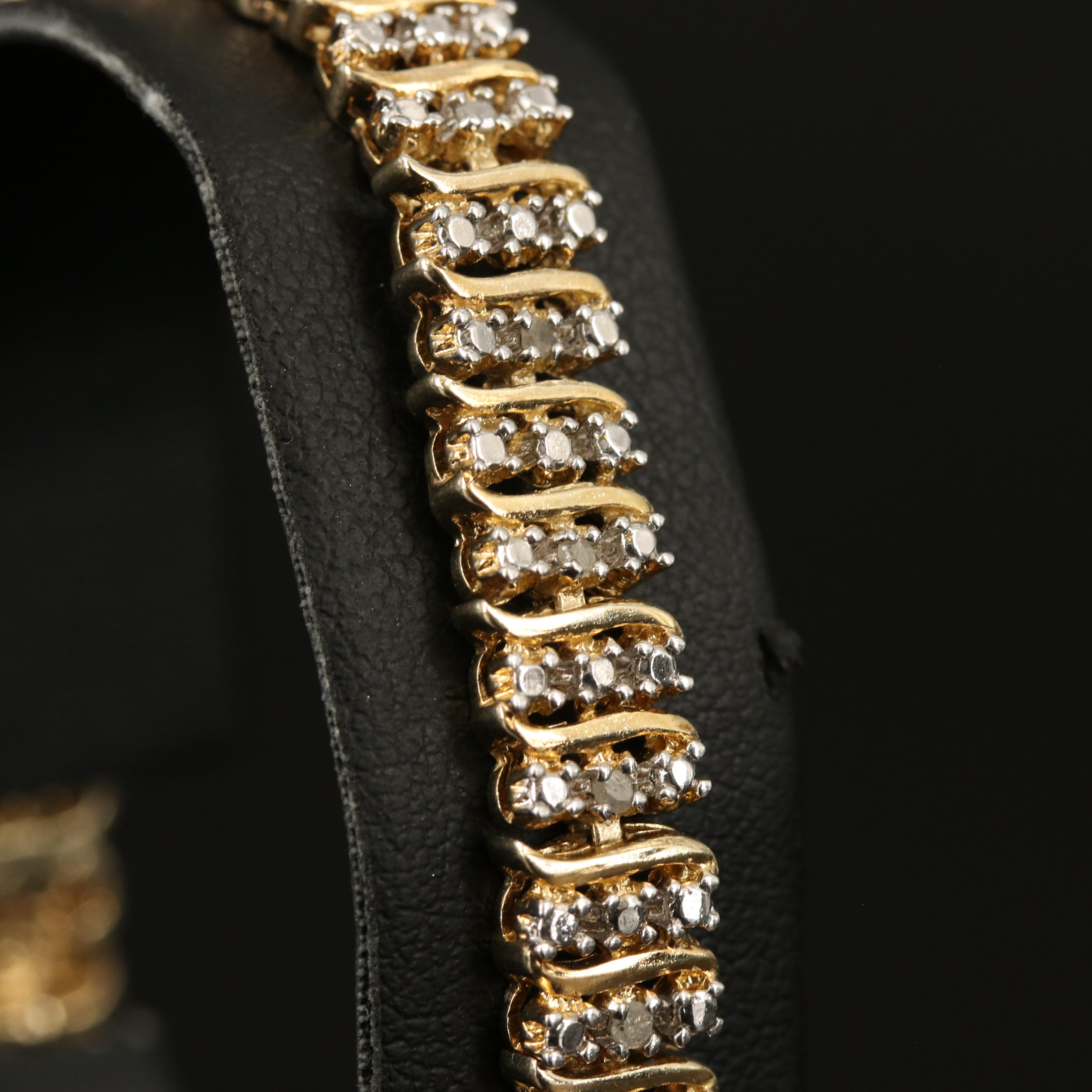 Sterling Silver Diamond Line Bracelet